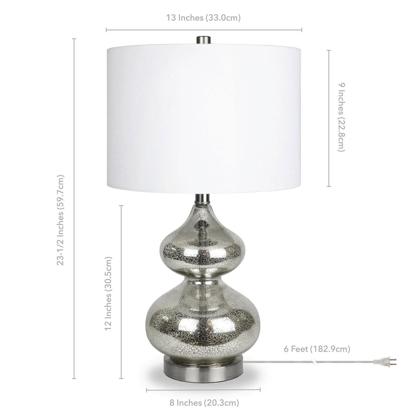 Silver Glass Gourd Table Lamp w/ Shade