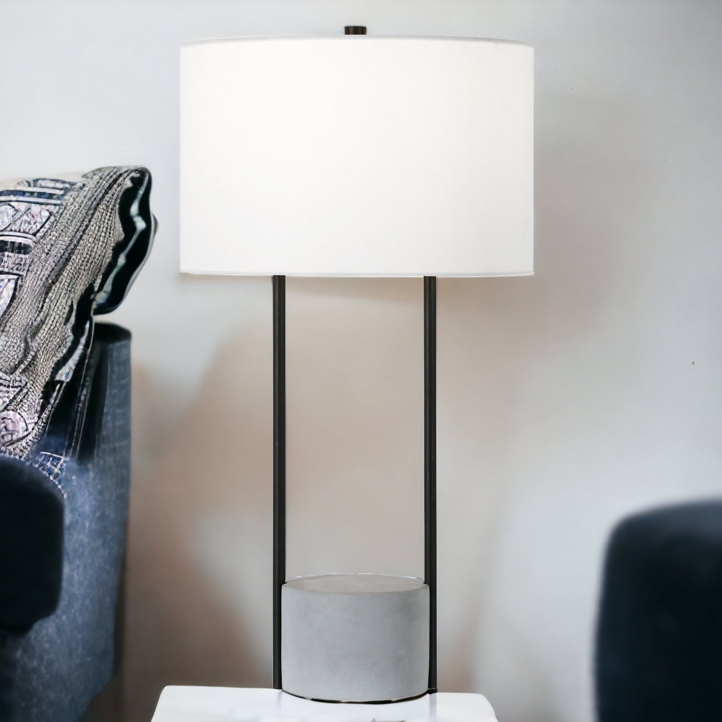 Gray & Black Concrete Table Lamp w/ Shade