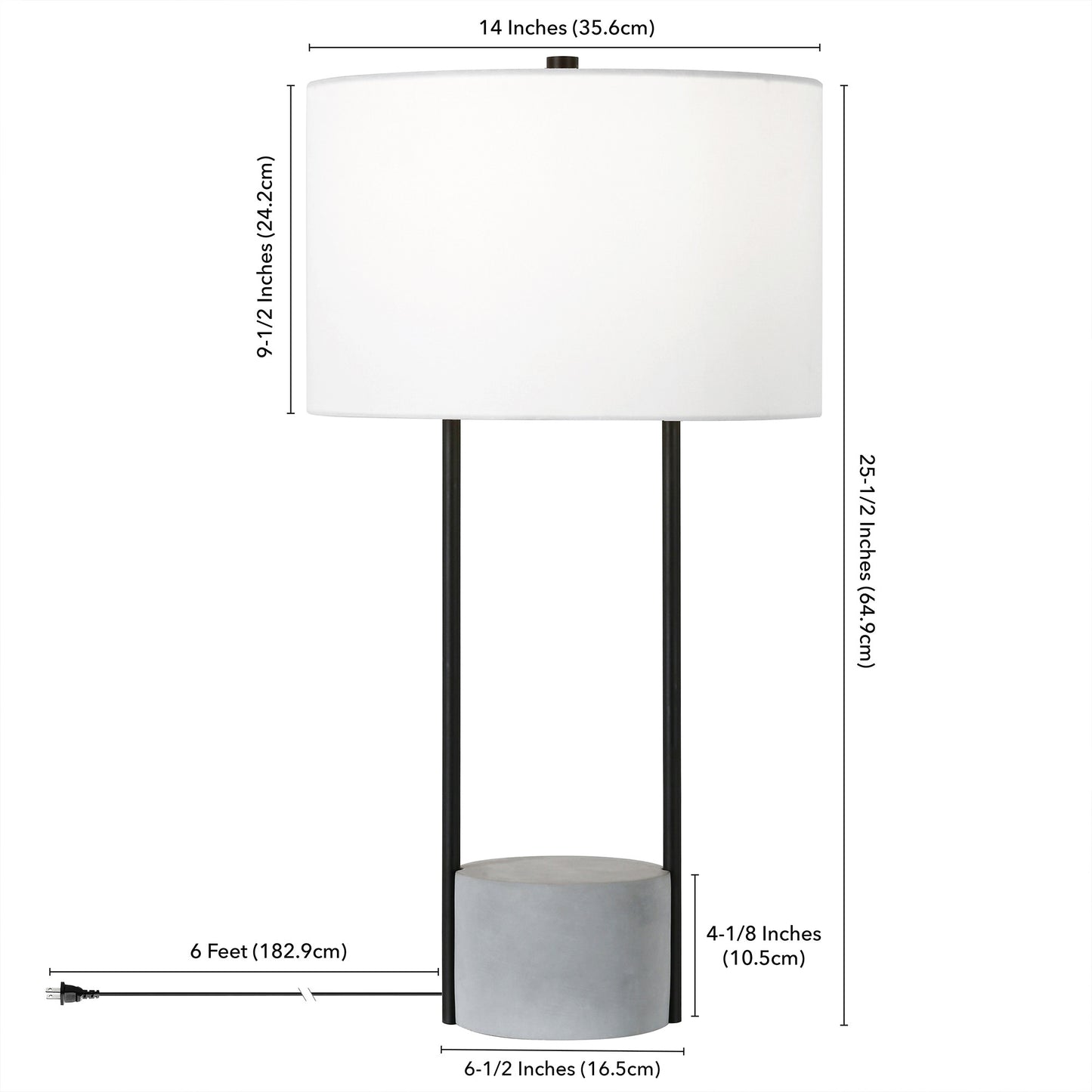 Gray & Black Concrete Table Lamp w/ Shade