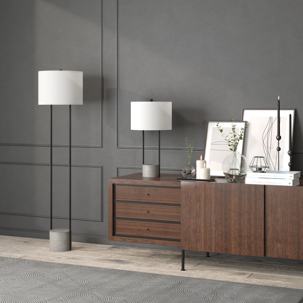 Gray & Black Concrete Table Lamp w/ Shade