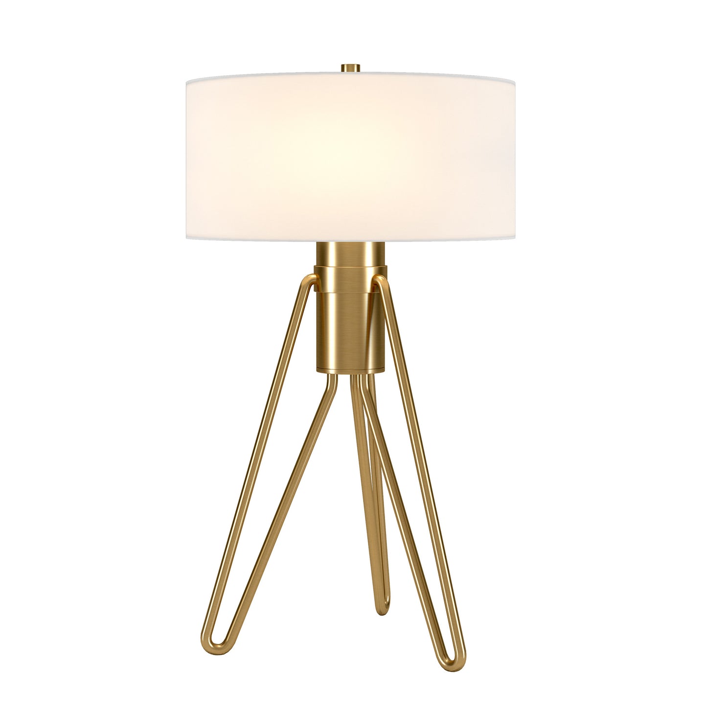 Brass Two Light Tripod Table Lamp w/ Shade