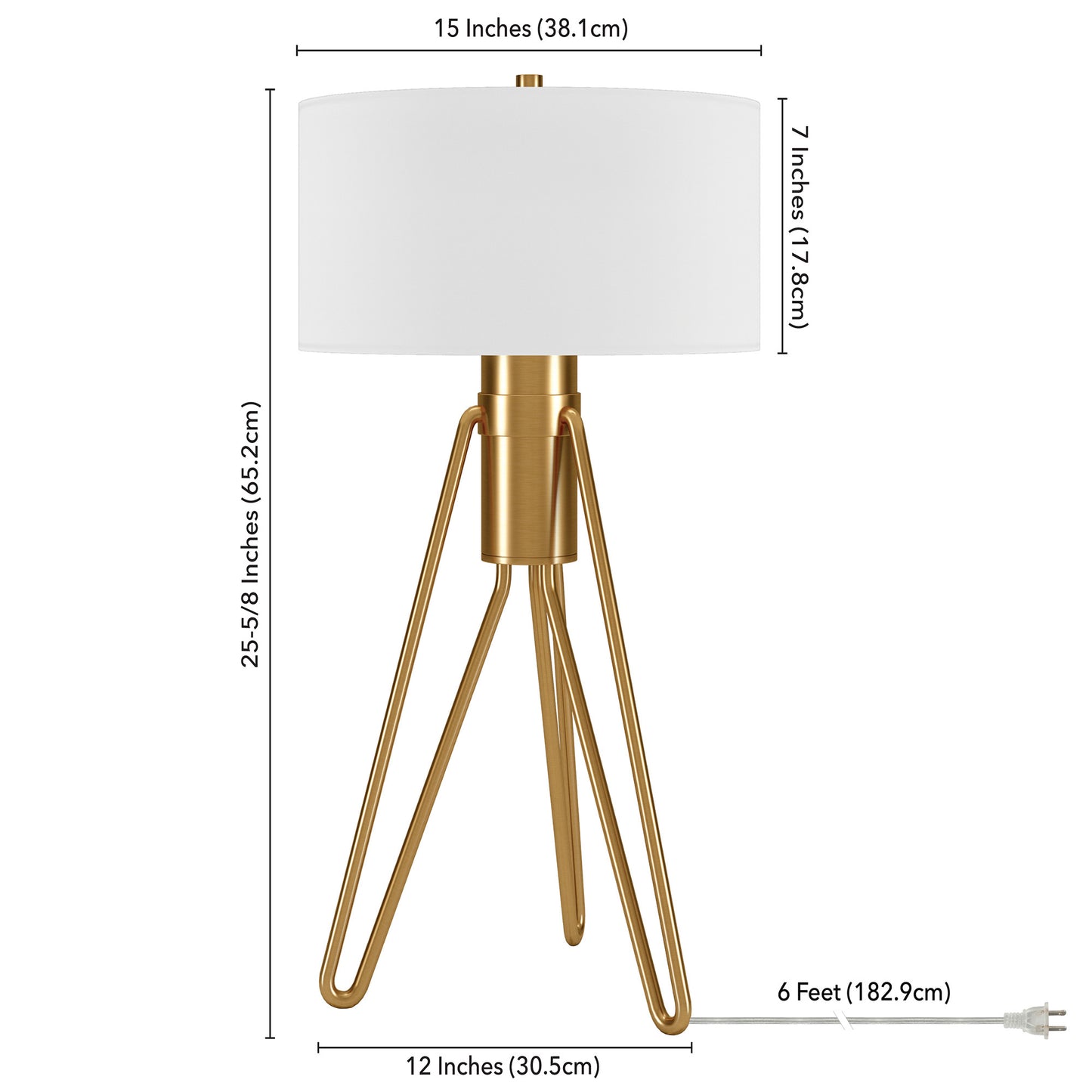 Brass Two Light Tripod Table Lamp w/ Shade