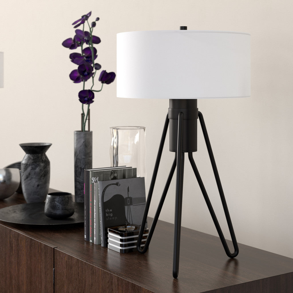 Black Two Light Tripod Table Lamp w/ Shade