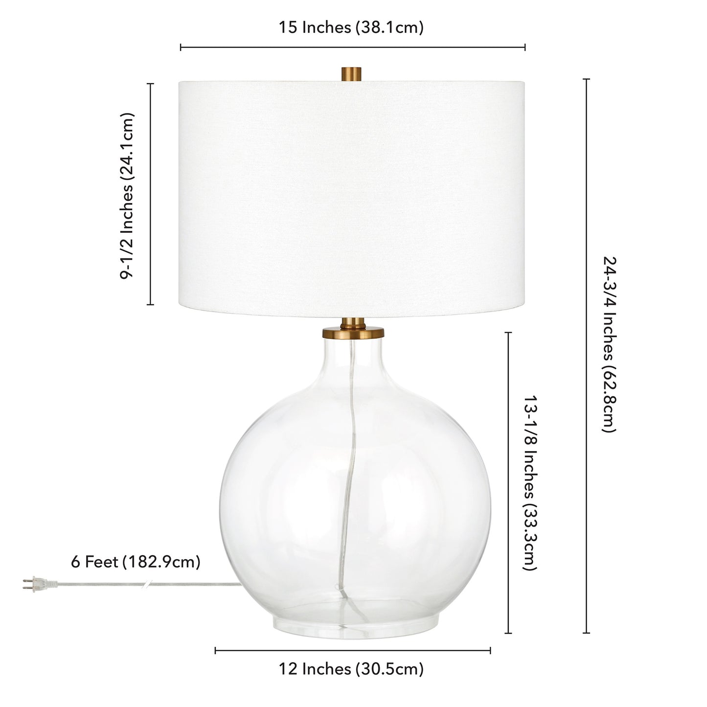 Clear Glass Table Lamp w/ Shade