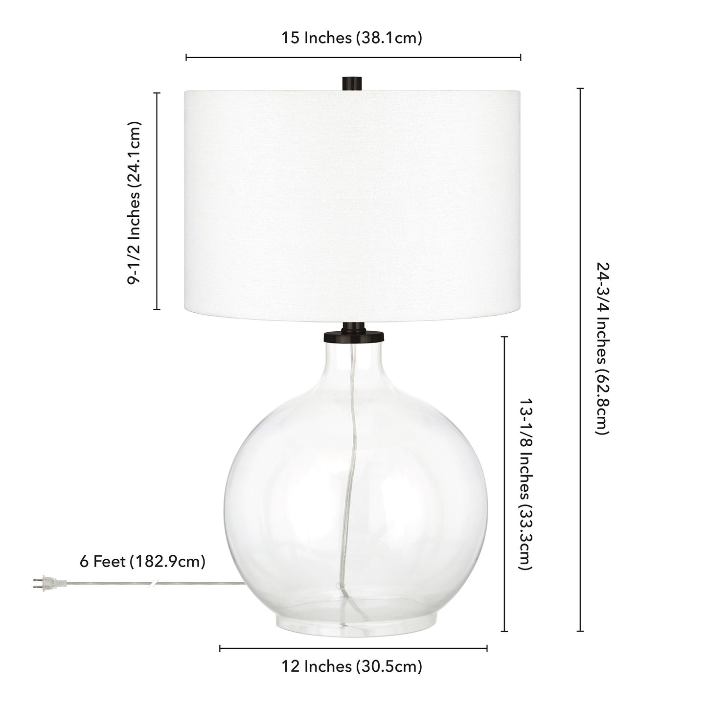 Clear Glass Table Lamp w/ Shade