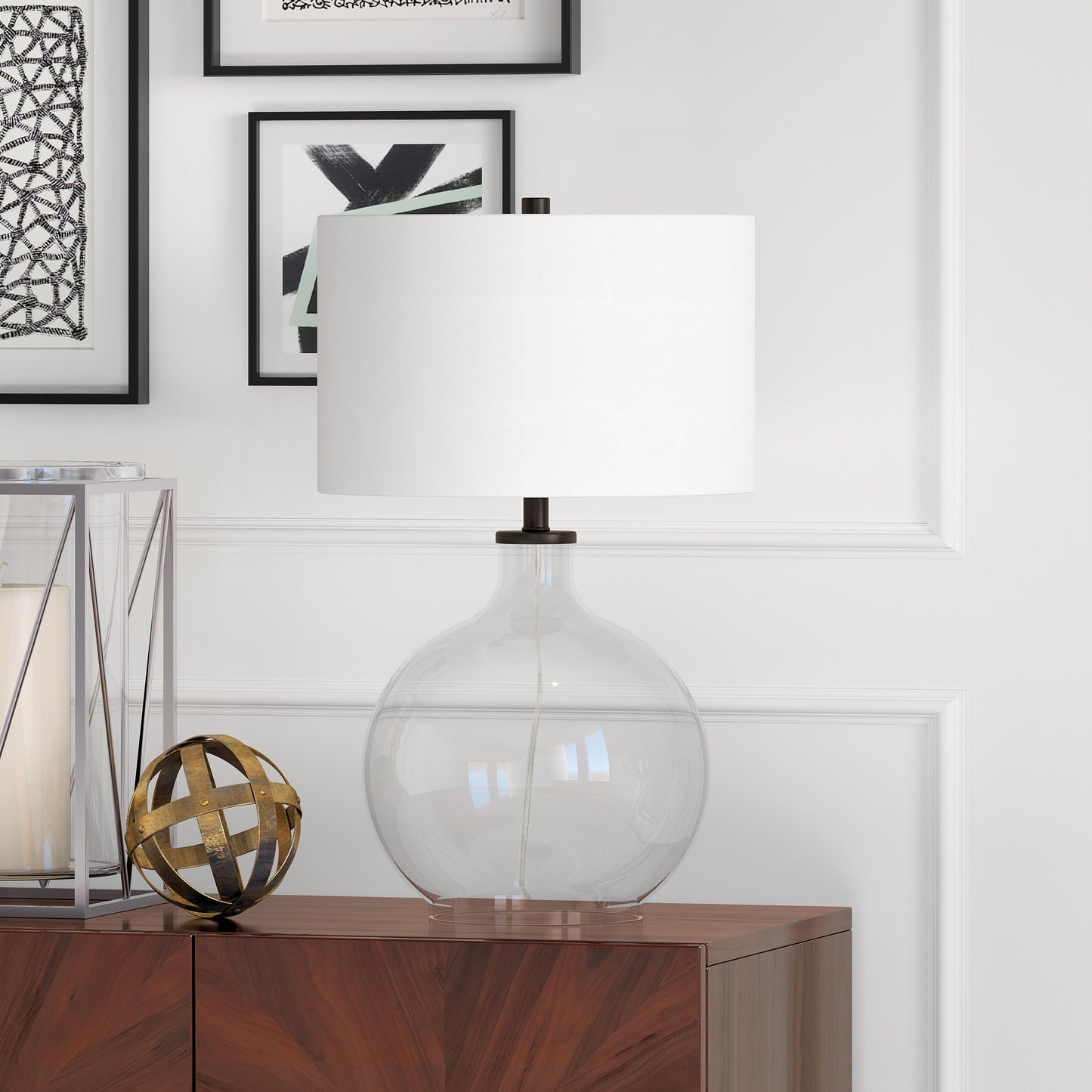 Clear Glass Table Lamp w/ Shade