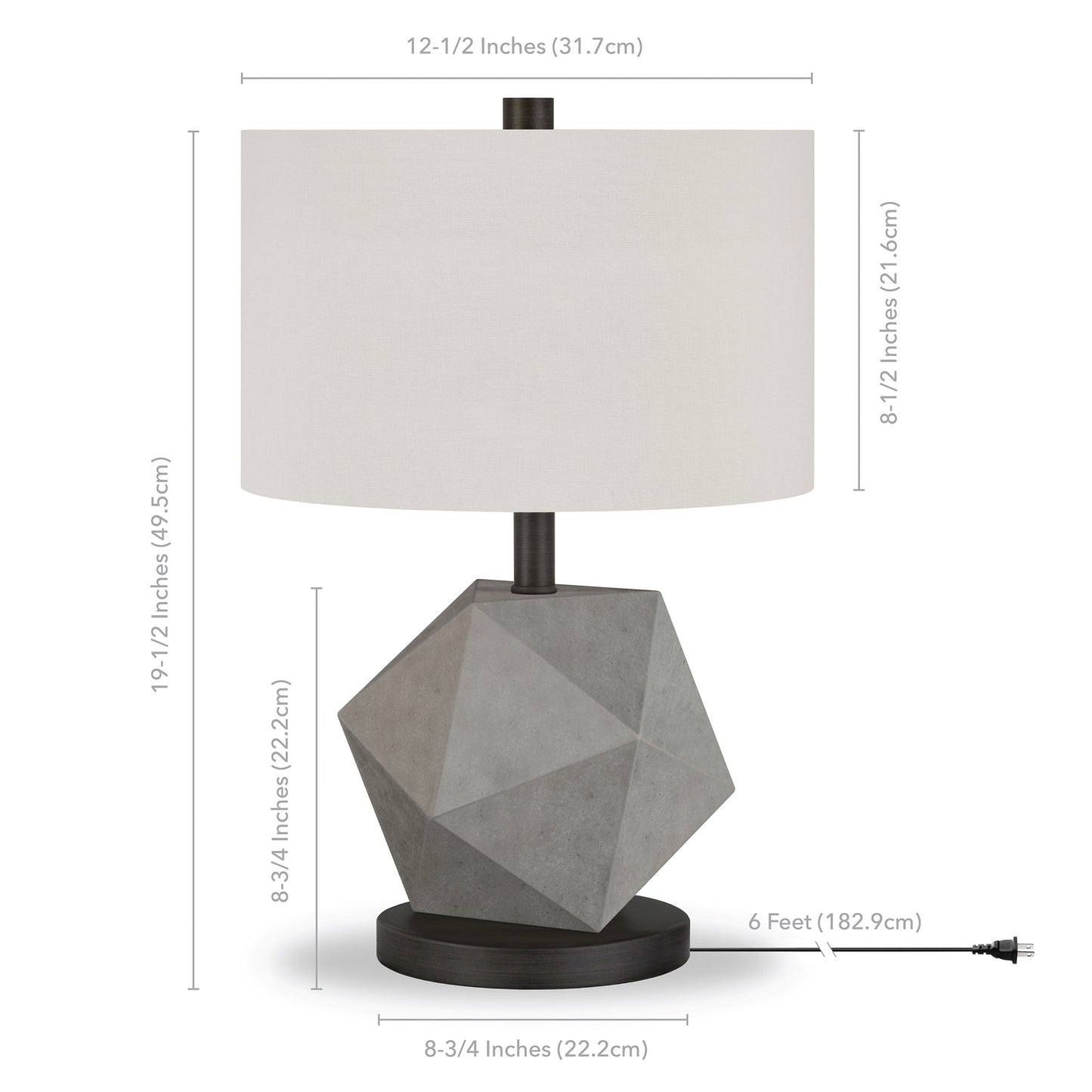 Gray & Black Concrete Table Lamp w/ Shade
