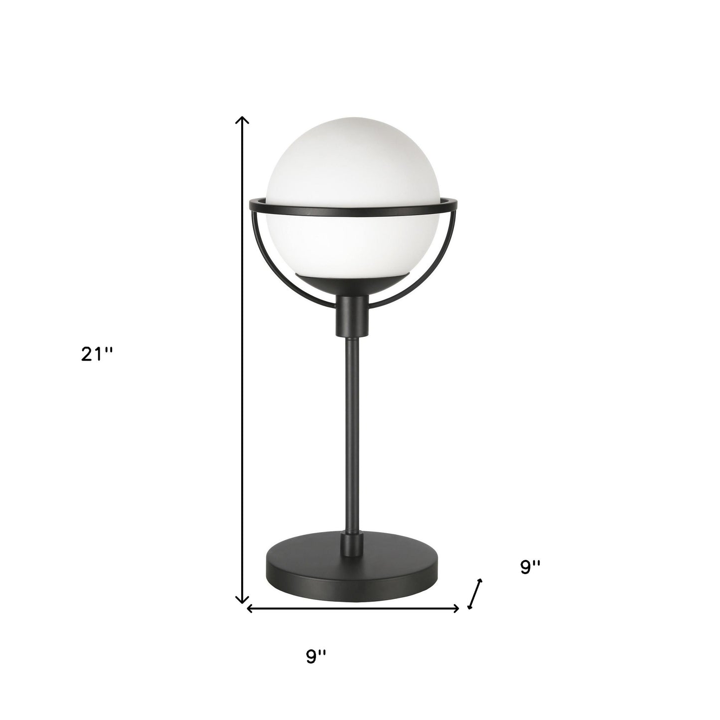 Black Globe Table Lamp w/ Clear Shade