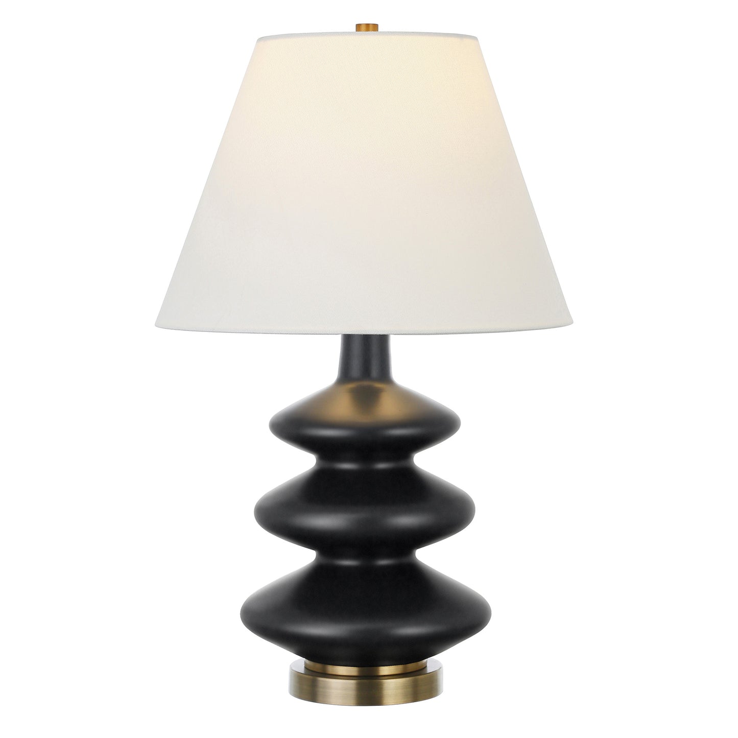 Black & Gold Glass Gourd Table Lamp w/ Shade
