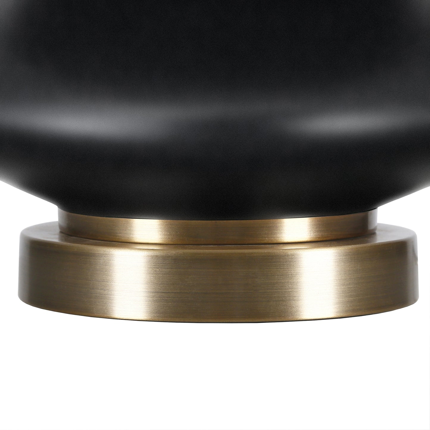 Black & Gold Glass Gourd Table Lamp w/ Shade