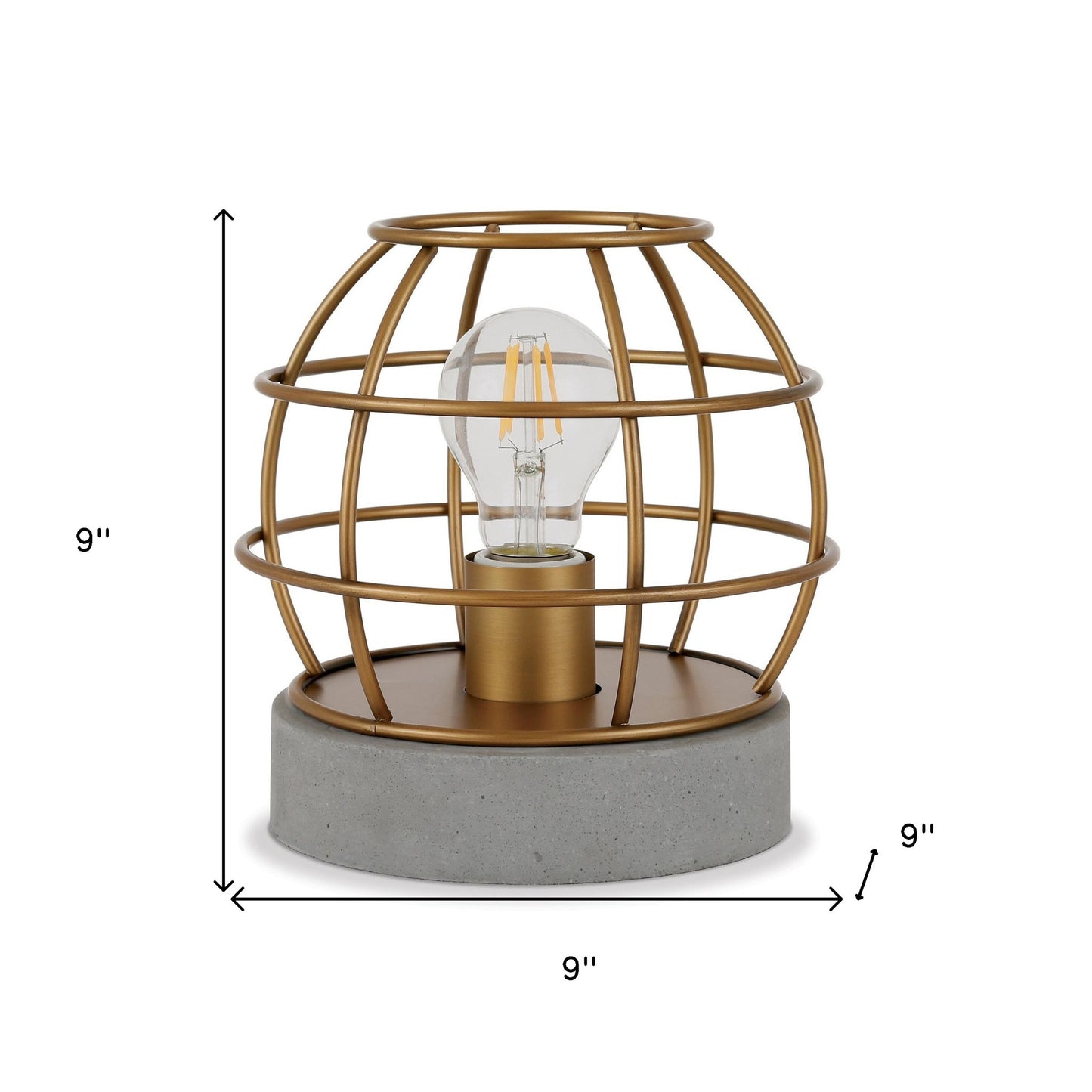 Gray Concrete Lantern Table Lamp w/ Brass Shade