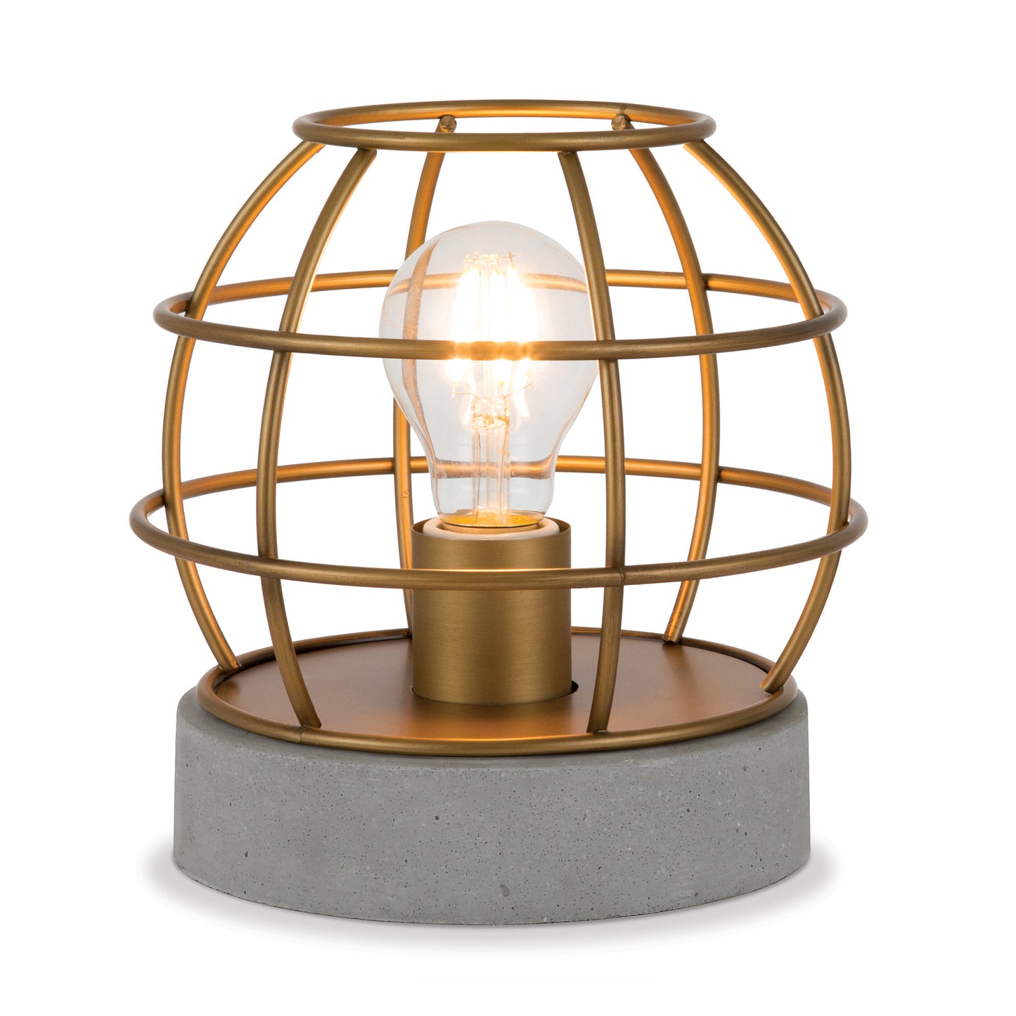 Gray Concrete Lantern Table Lamp w/ Brass Shade