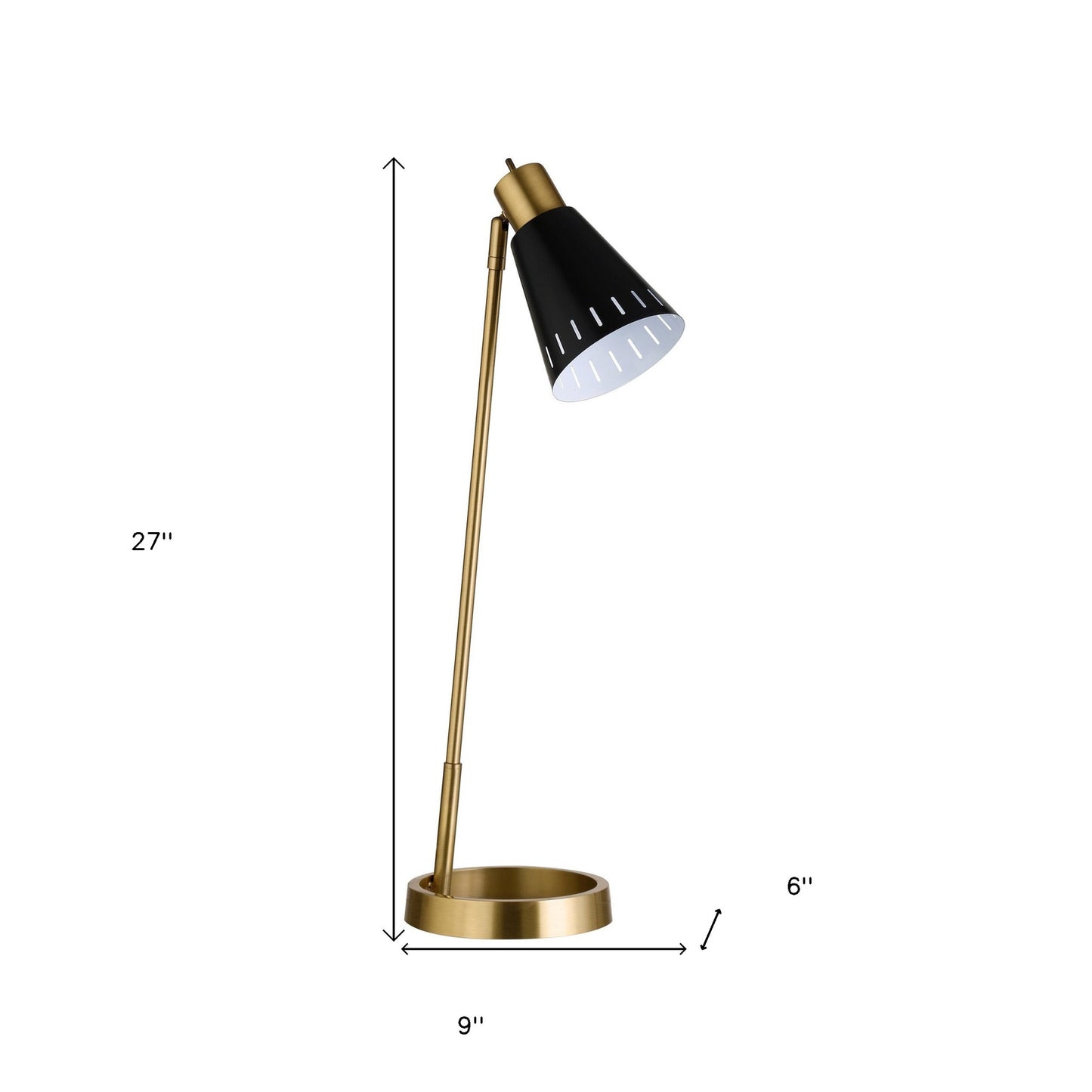 Brass Desk Table Lamp w/ Black Shade