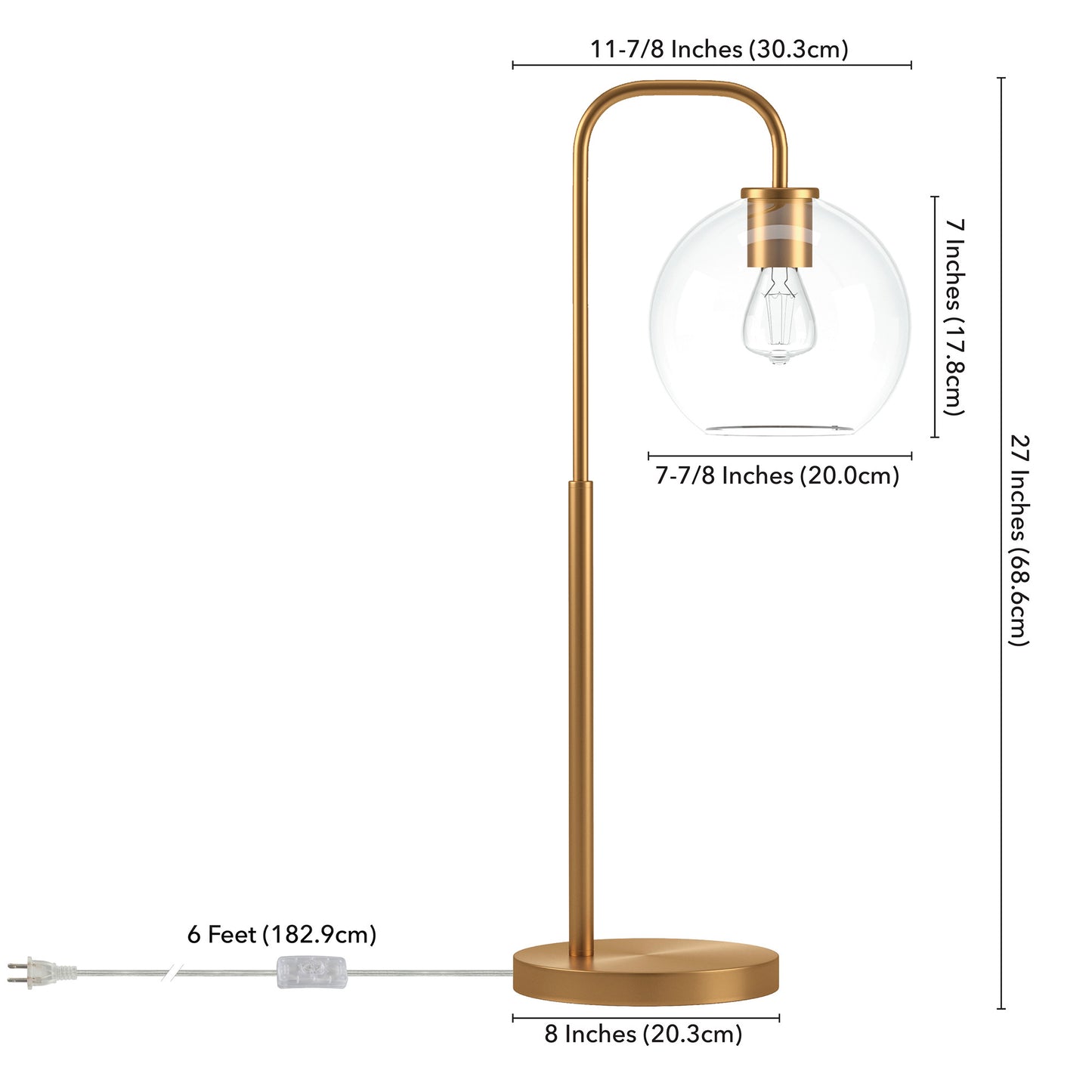 Brass Table Lamp w/ Clear Shade