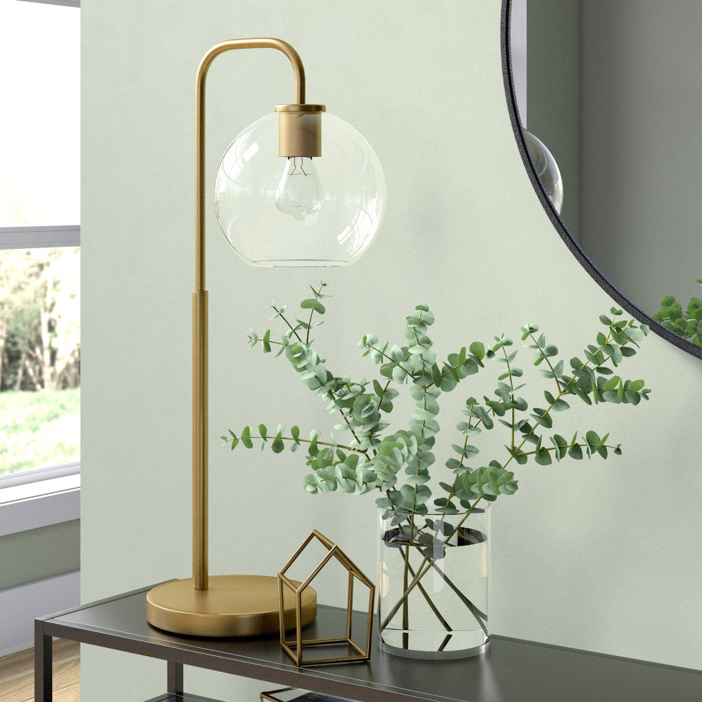 Brass Table Lamp w/ Clear Shade