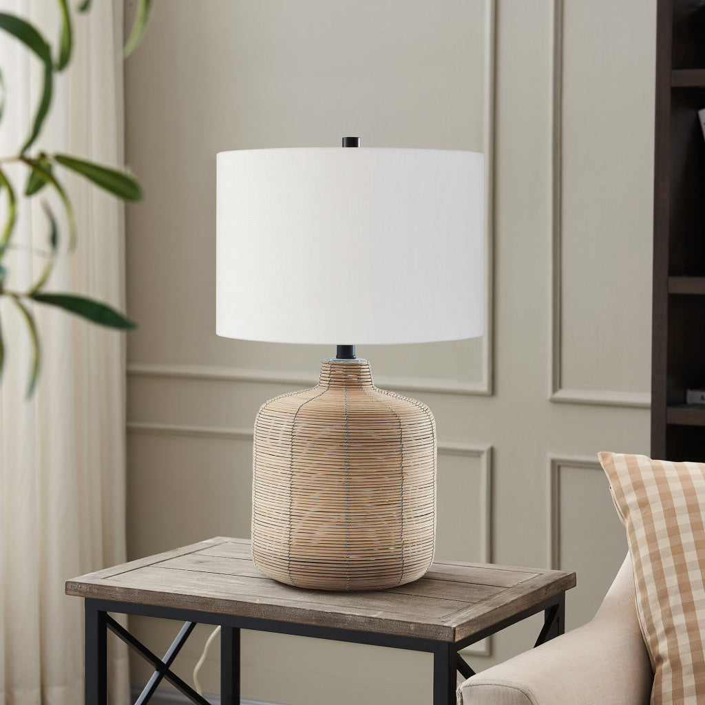 Natural Rattan Table Lamp w/ Shade