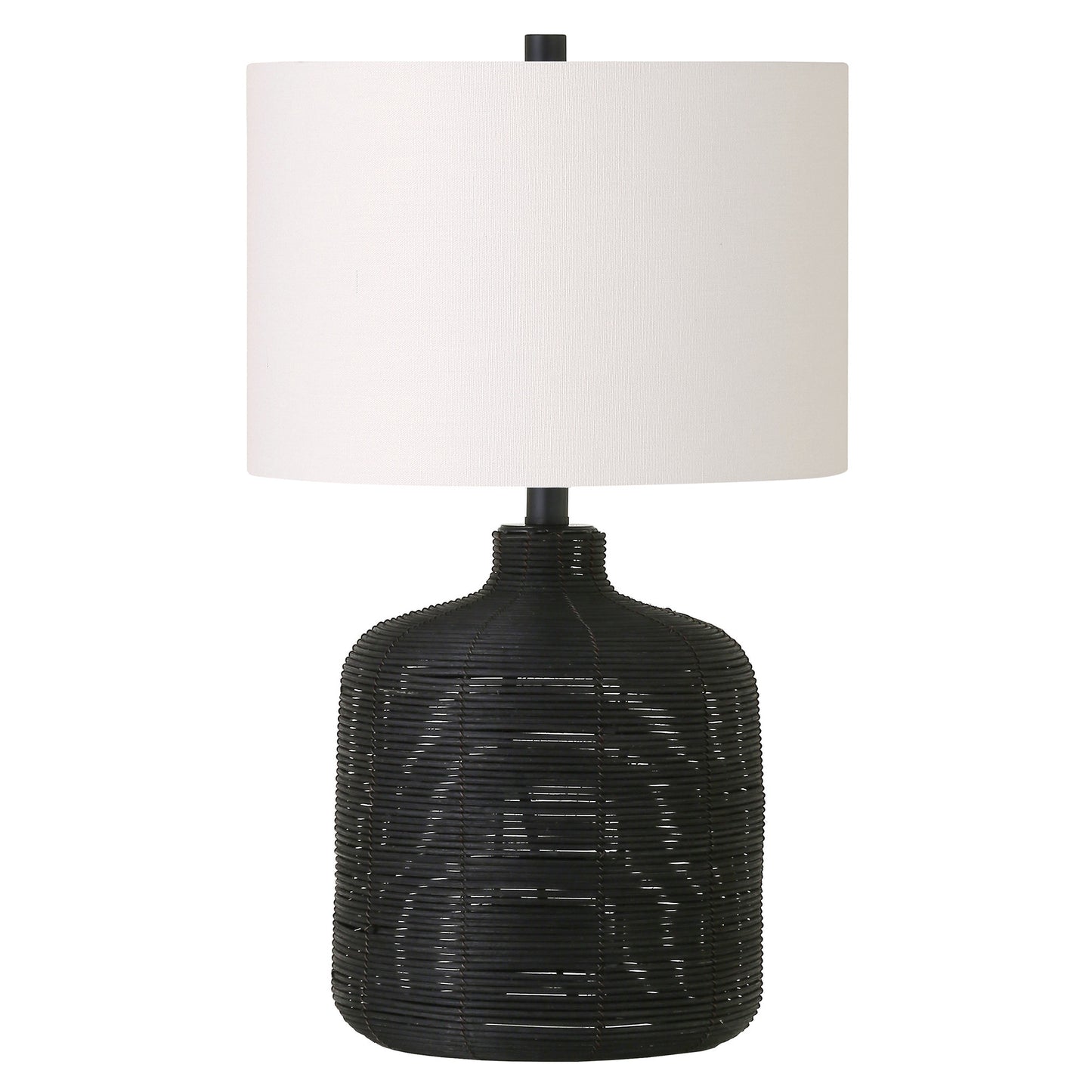 Black Rattan Table Lamp w/ Shade