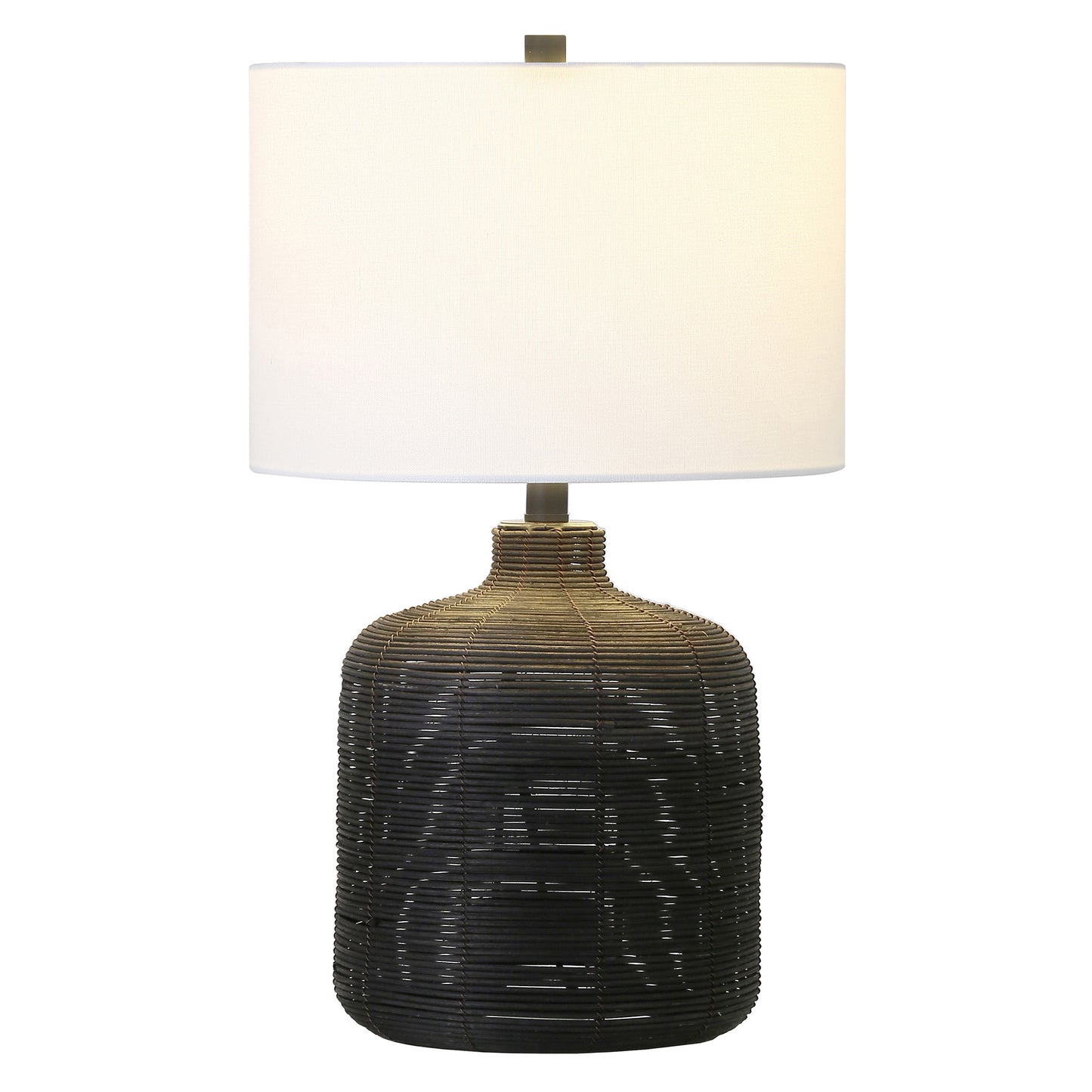 Black Rattan Table Lamp w/ Shade