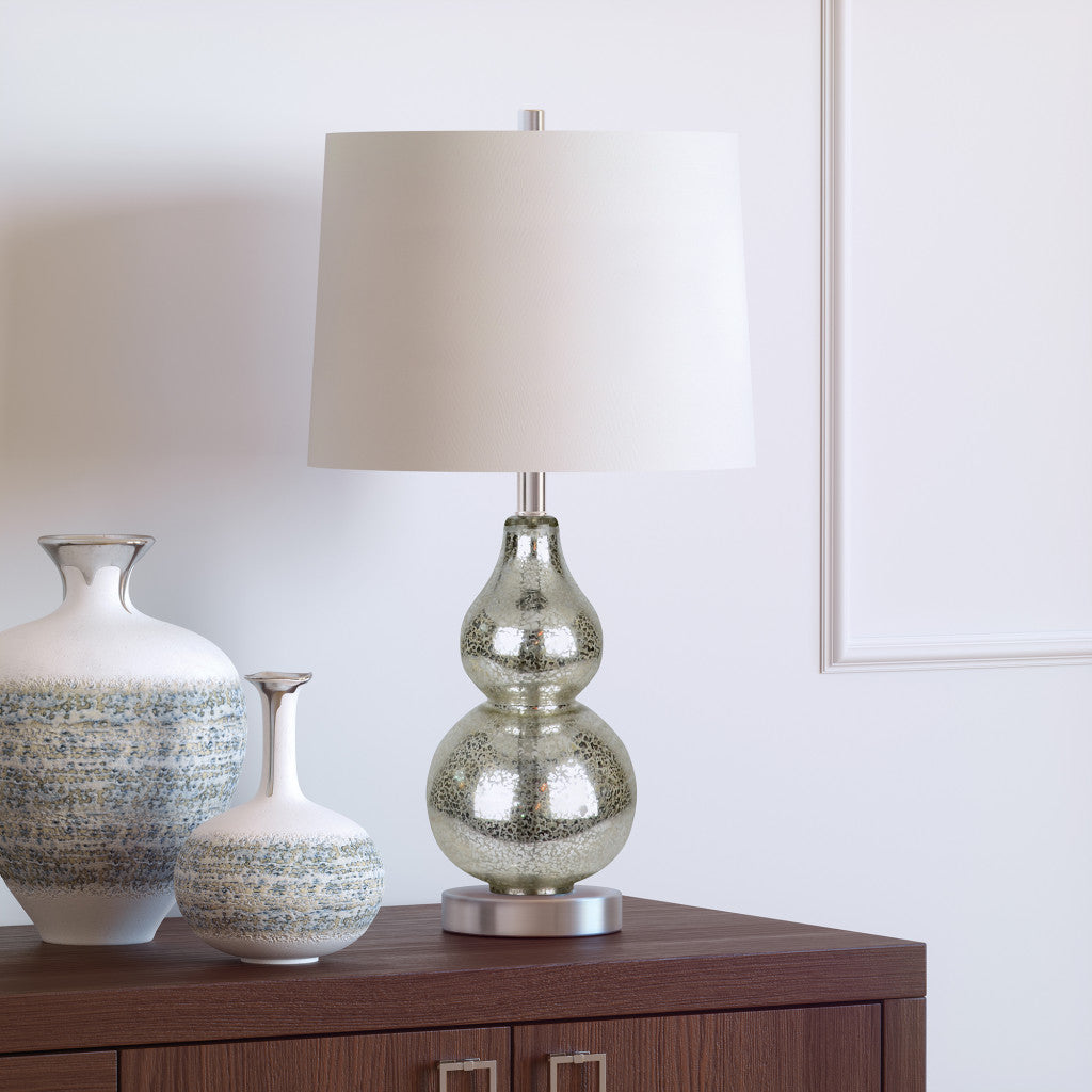 Silver Glass Gourd Table Lamp w/ Shade