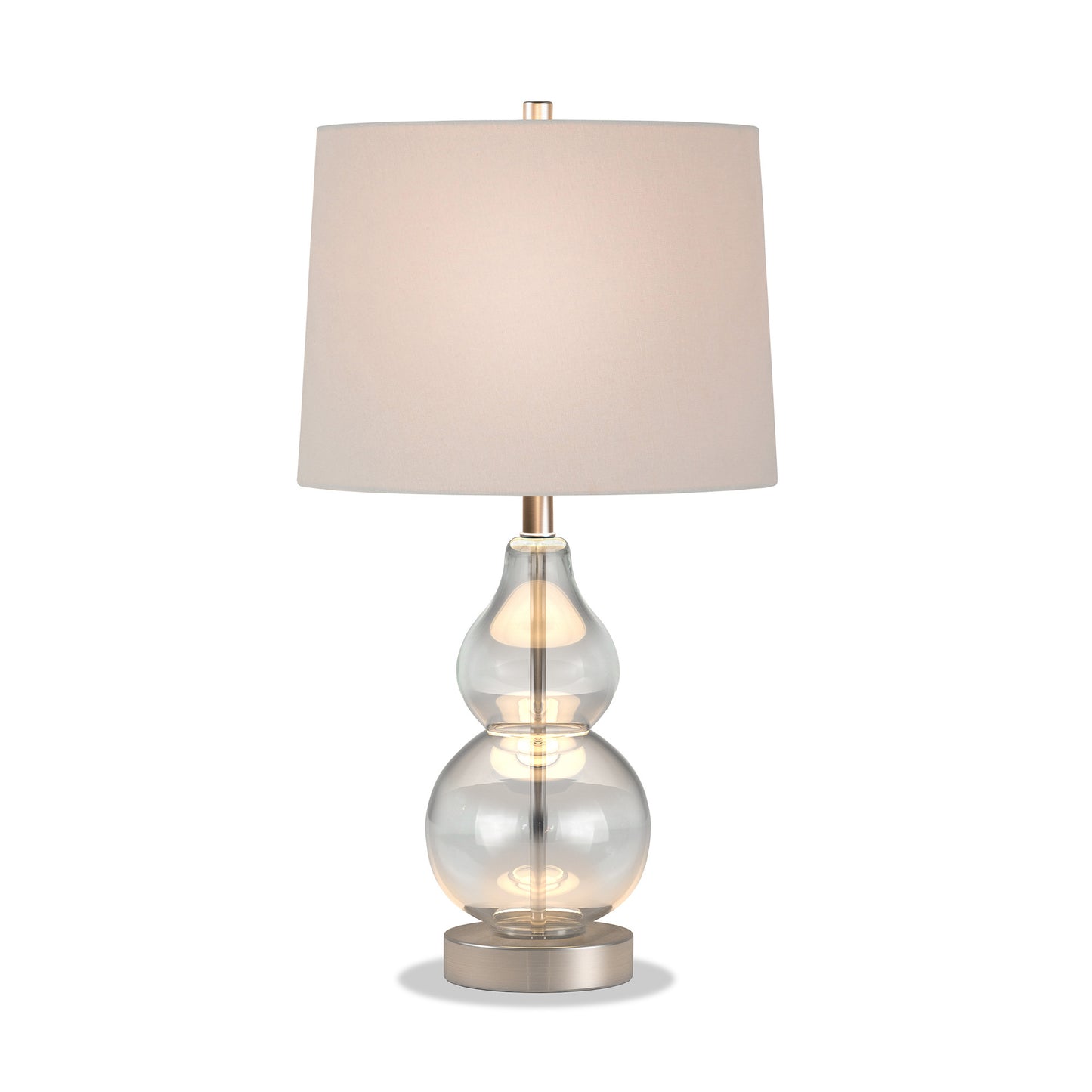 Clear Glass Gourd Table Lamp w/ Shade