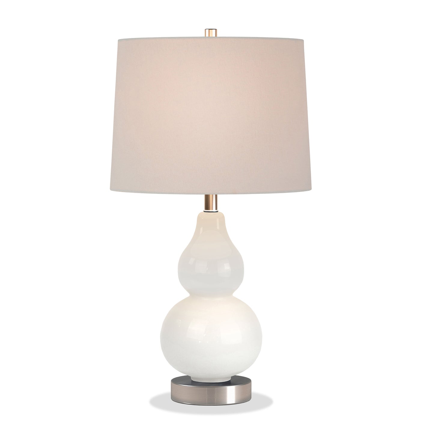 White Glass Gourd Table Lamp w/ Shade