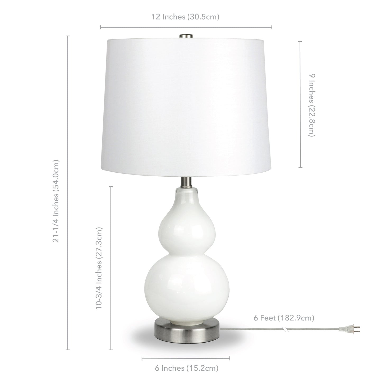 White Glass Gourd Table Lamp w/ Shade