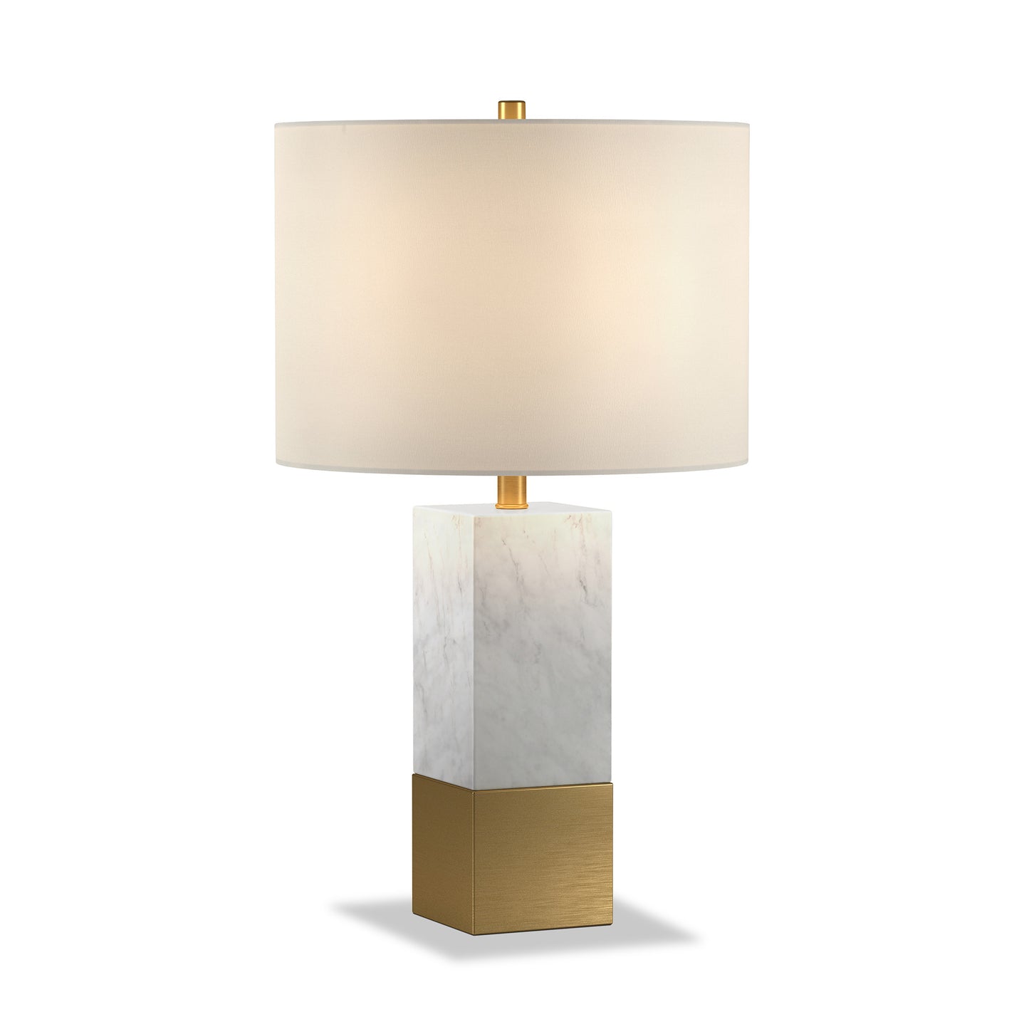 Gold & White Marble Table Lamp w/ Shade