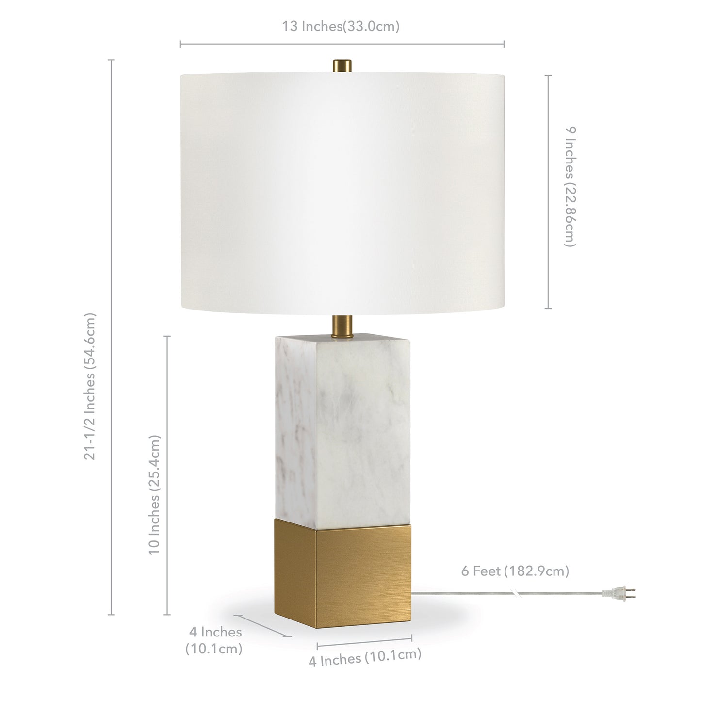 Gold & White Marble Table Lamp w/ Shade