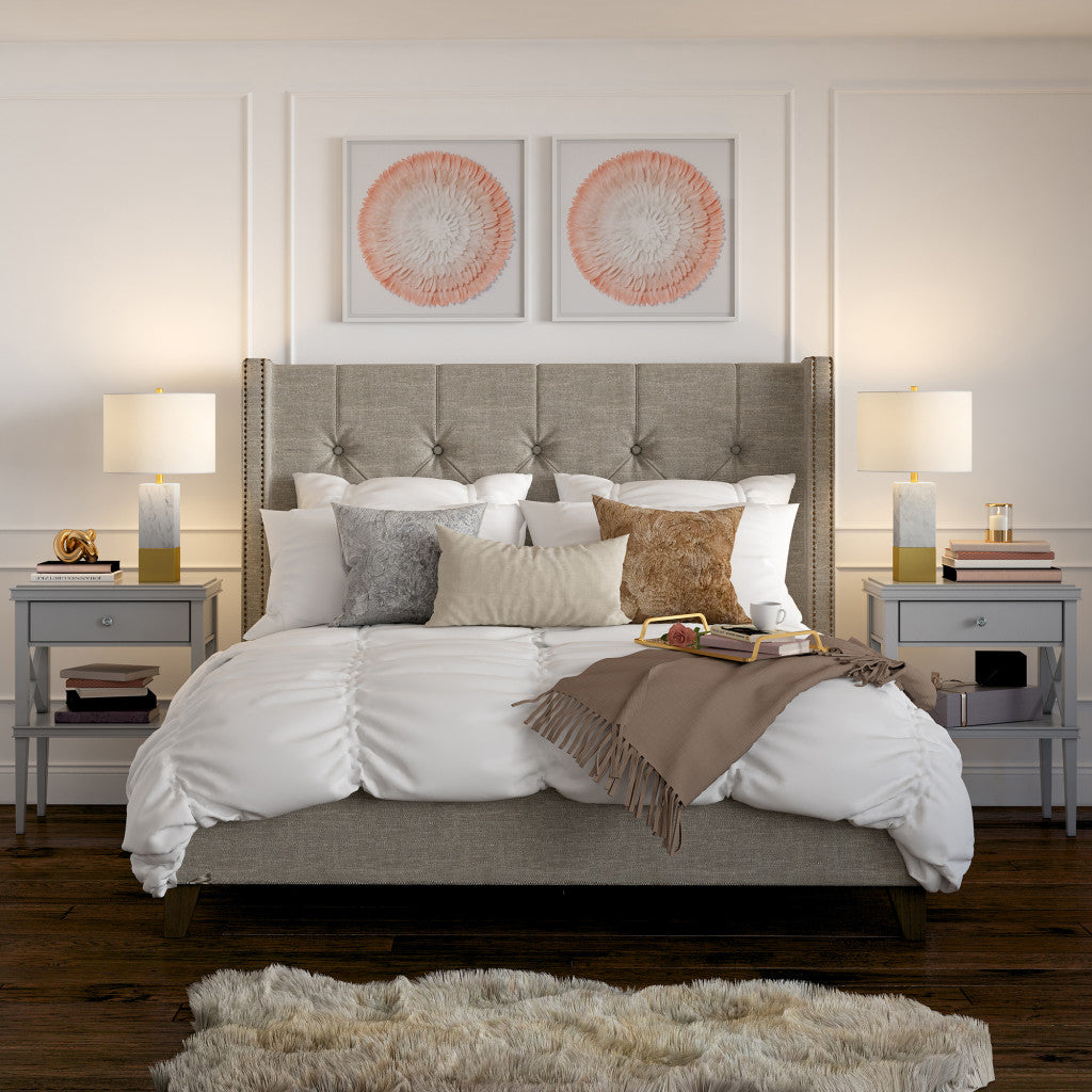 Gold & White Marble Table Lamp w/ Shade