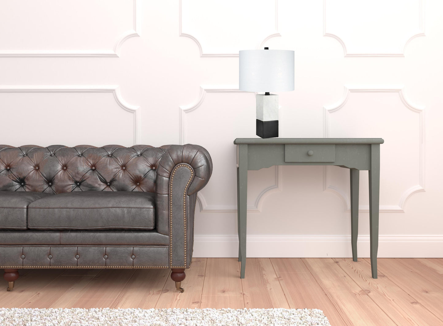 Black & White Marble Table Lamp w/ Shade