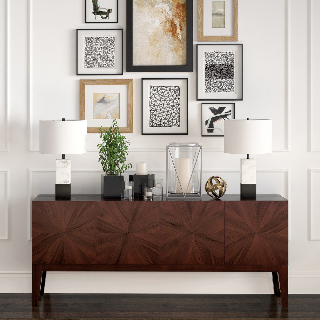 Black & White Marble Table Lamp w/ Shade