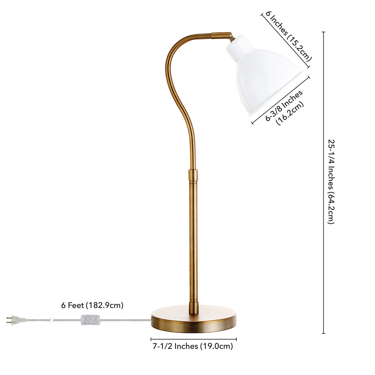 Brass Table Lamp w/ White Shade