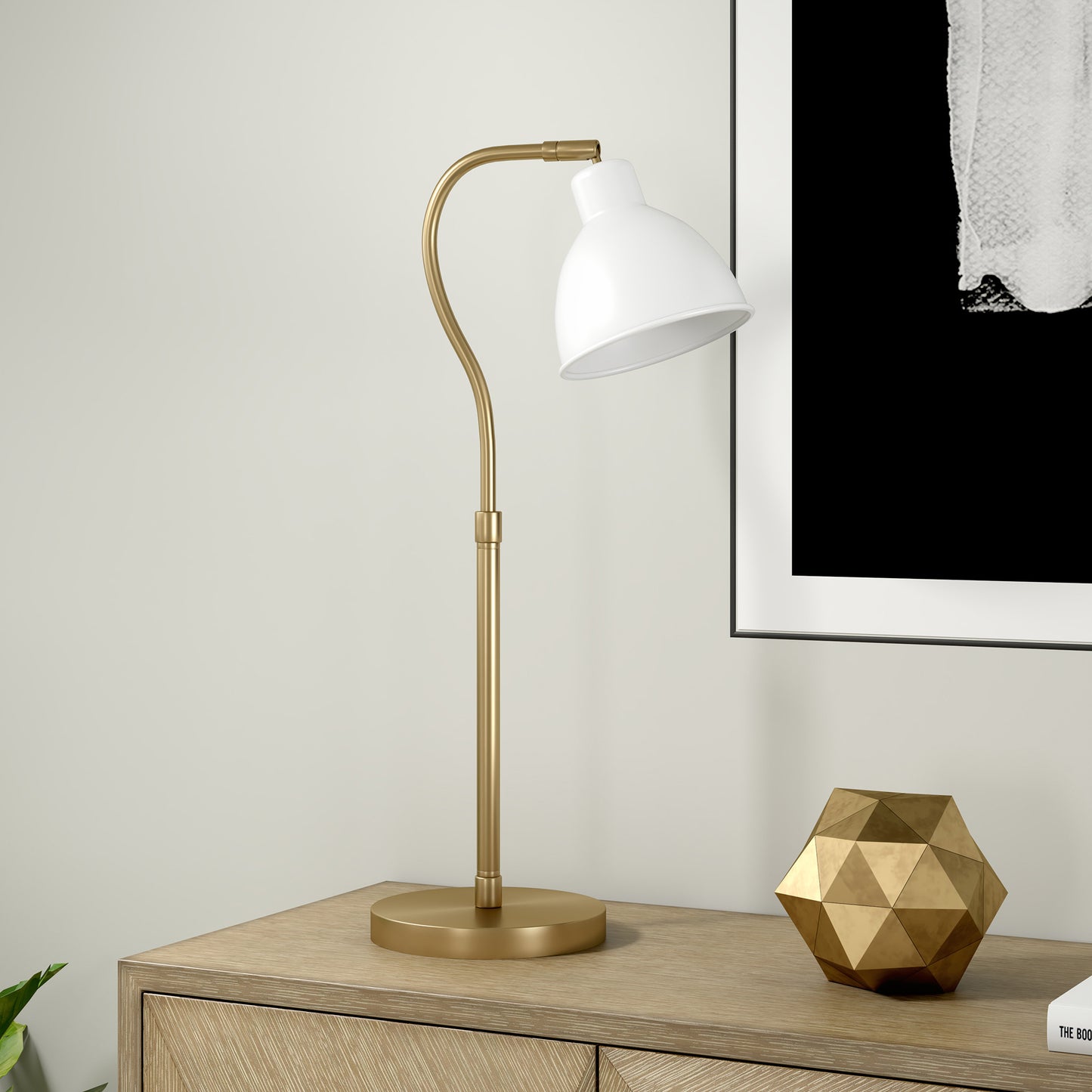 Brass Table Lamp w/ White Shade
