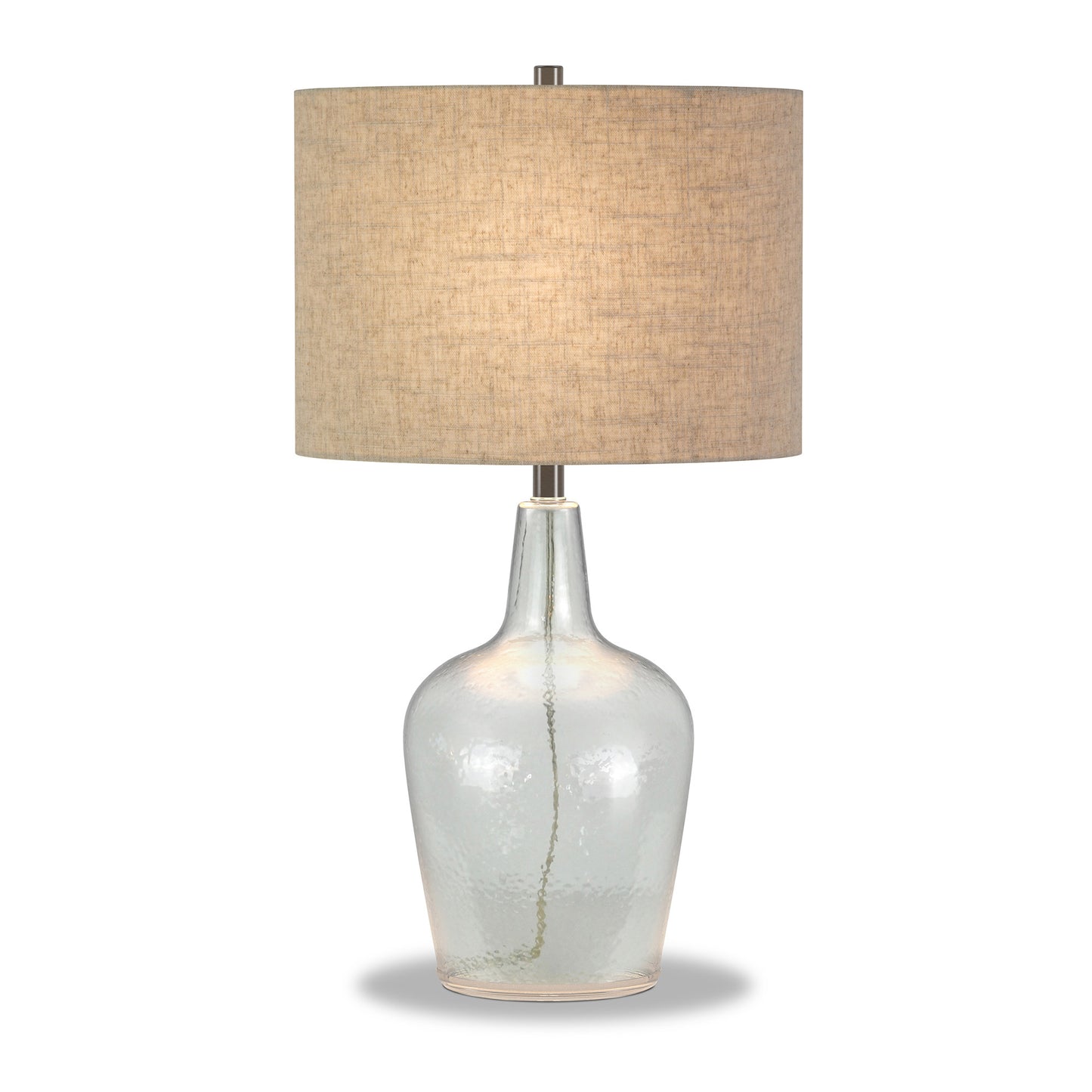 Clear Glass Gourd Table Lamp Coastal w/ Flax Shade