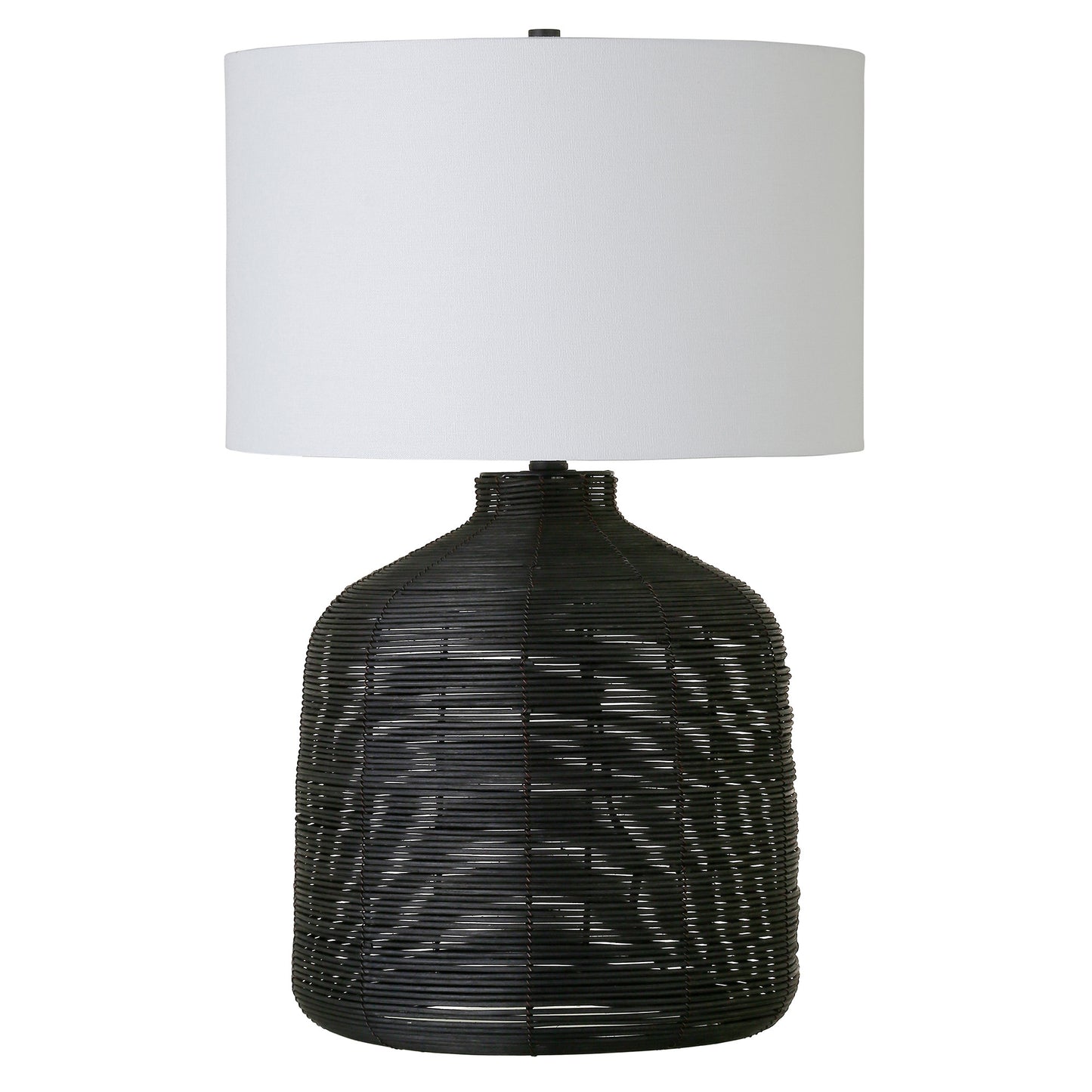 Black Rattan Table Lamp w/ Shade
