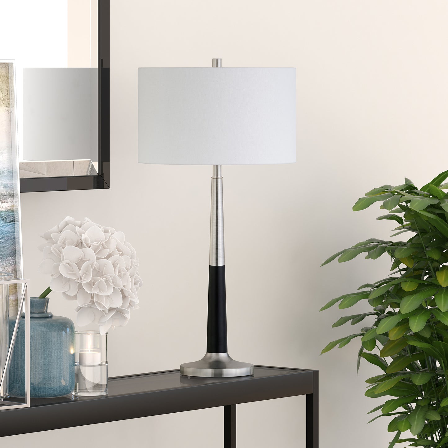 Black & Silver Table Lamp w/ Shade