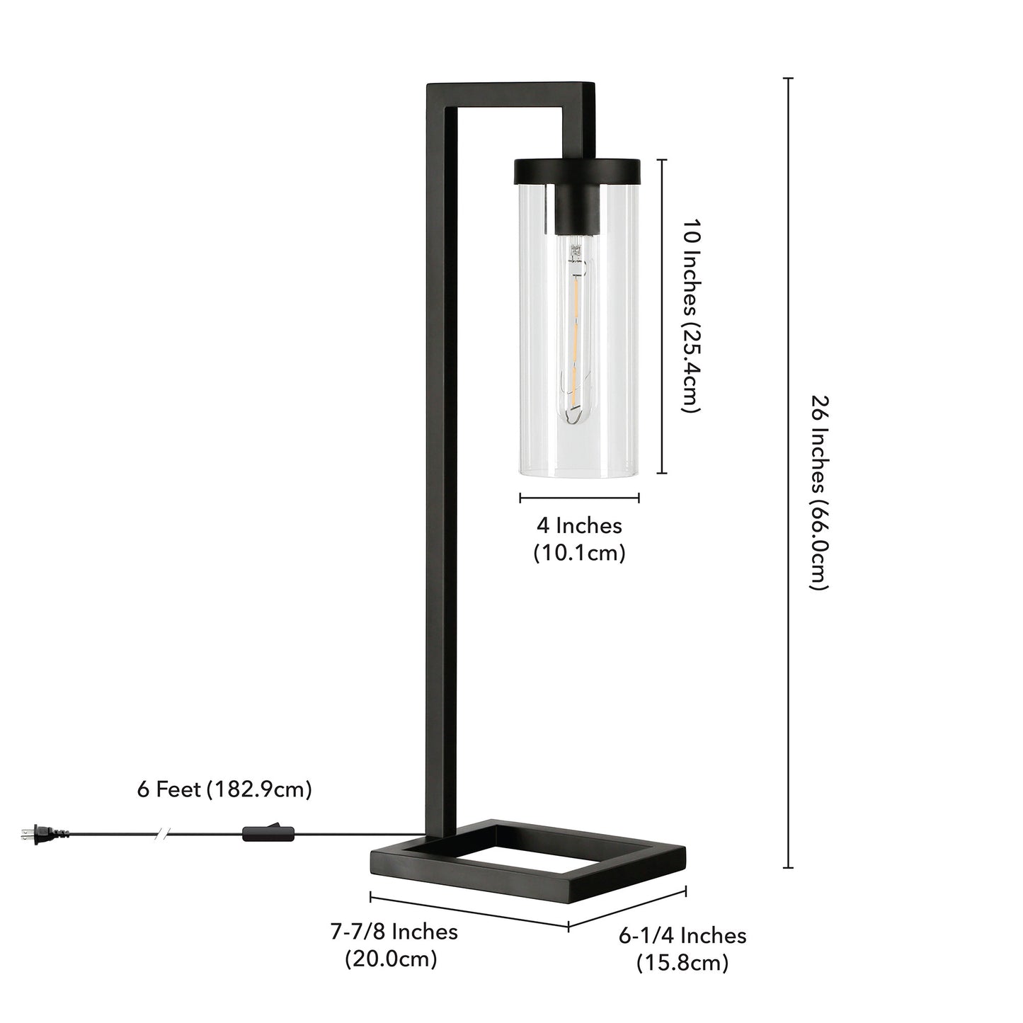 Black Table Lamp w/ Clear Shade