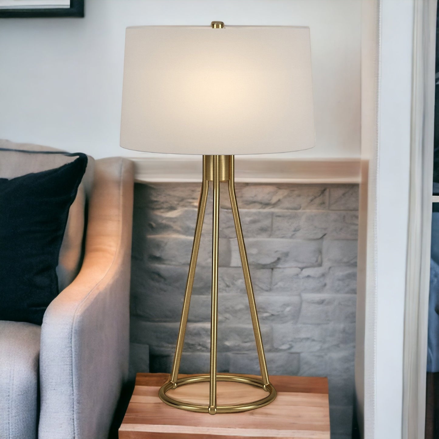 Brass Table Lamp w/ Shade