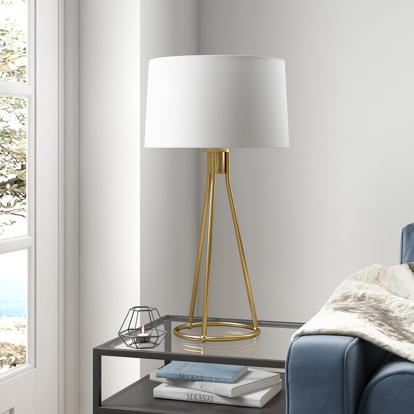 Brass Table Lamp w/ Shade