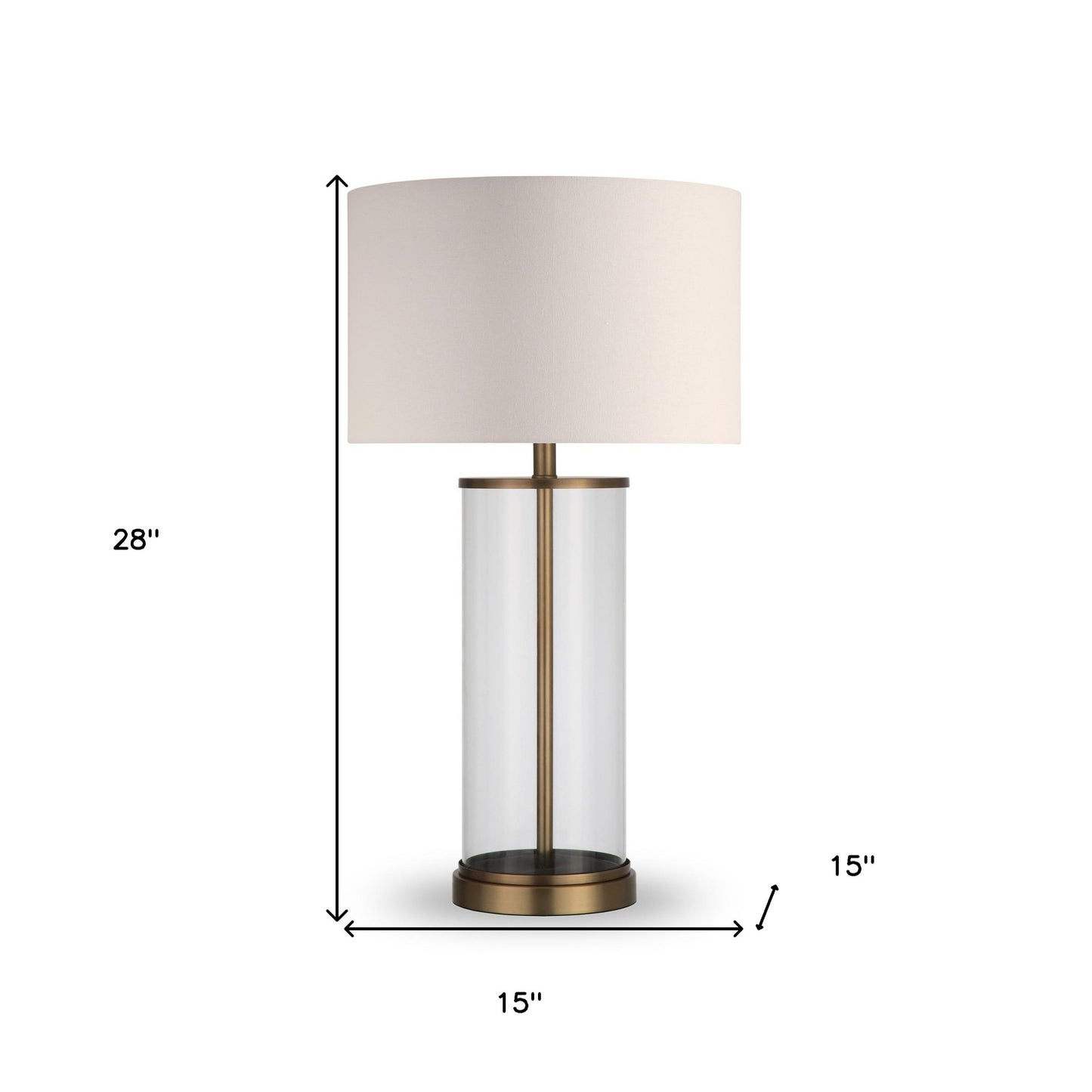 Brass Glass Table Lamp w/ Shade