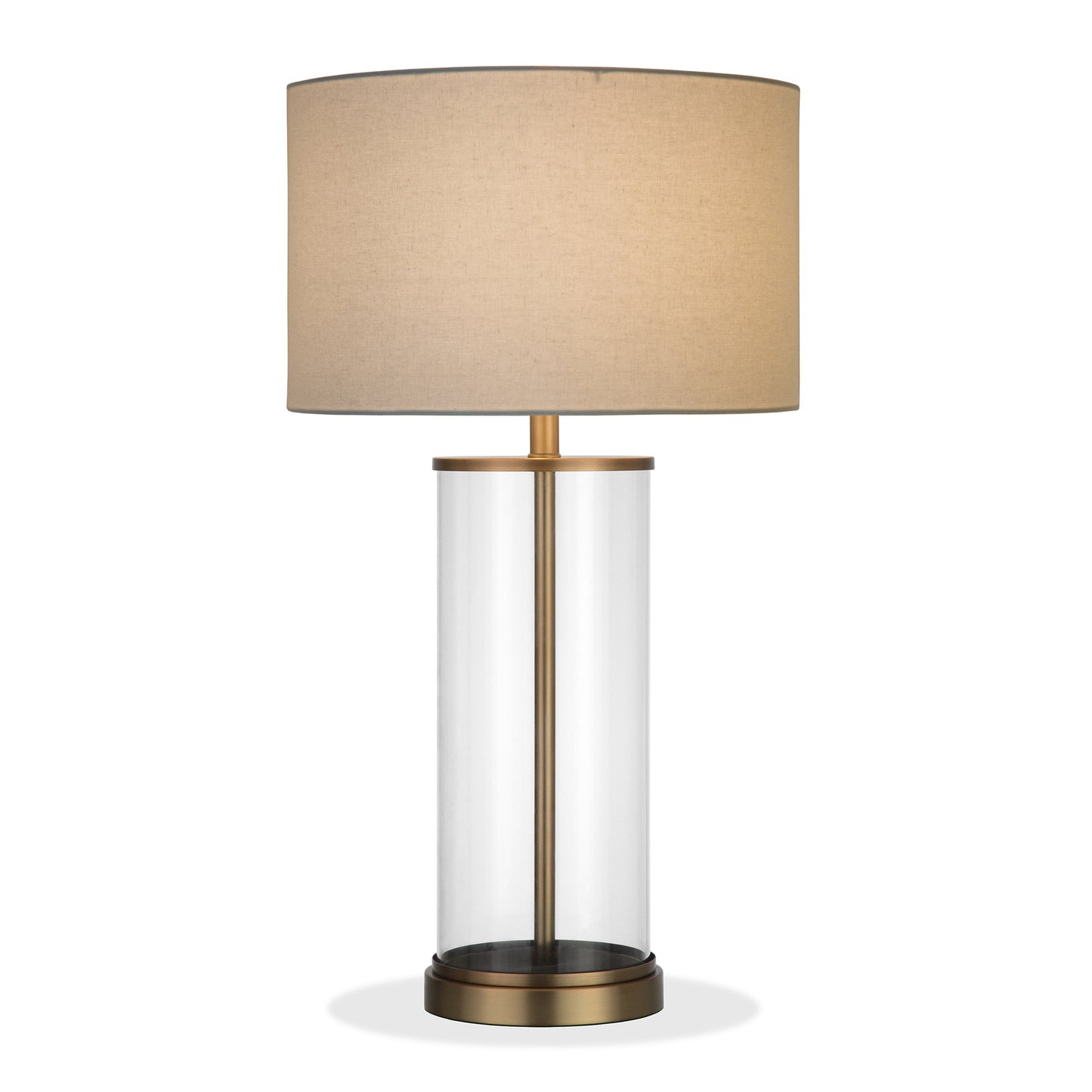 Brass Glass Table Lamp w/ Shade