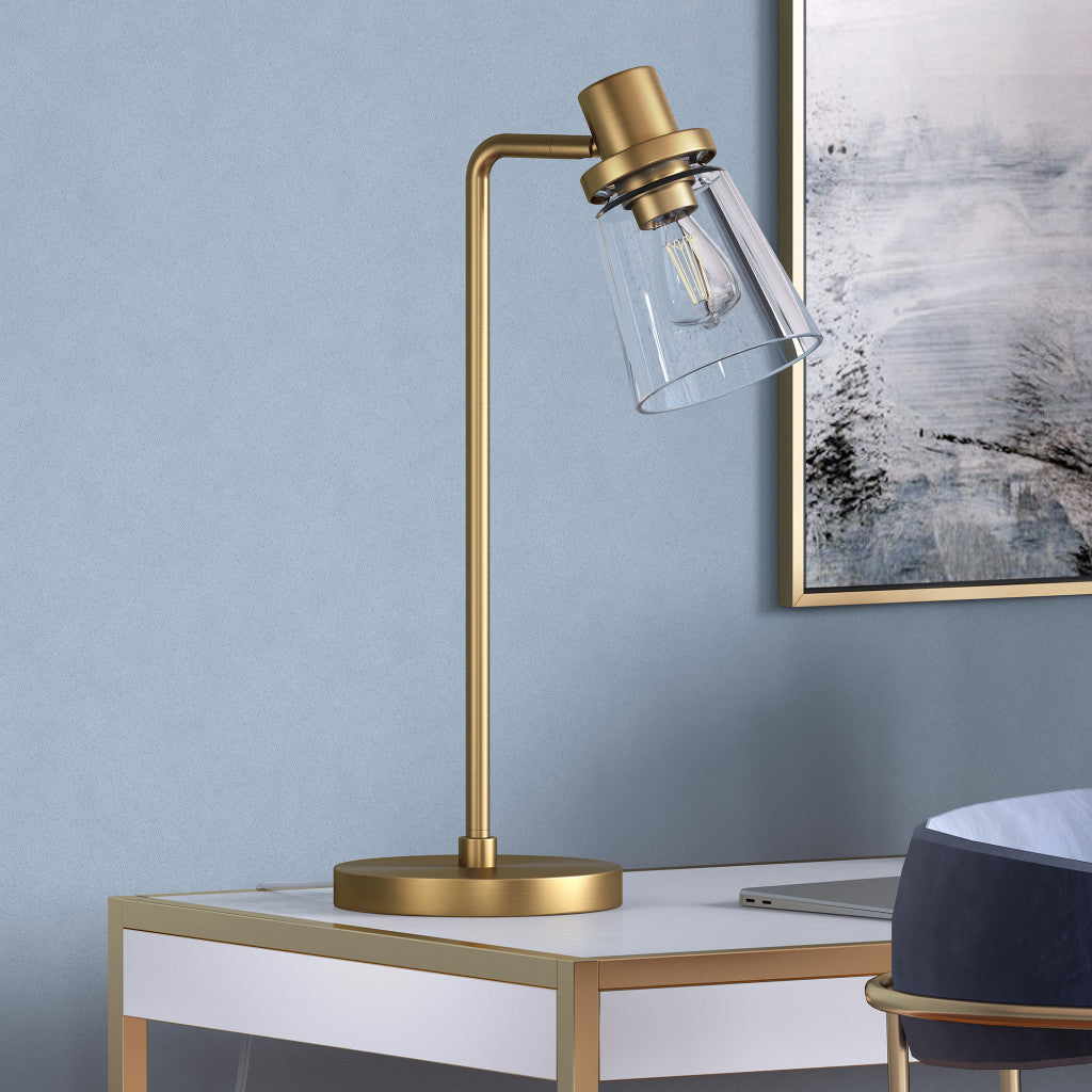 Brass Table Lamp w/ Clear Shade