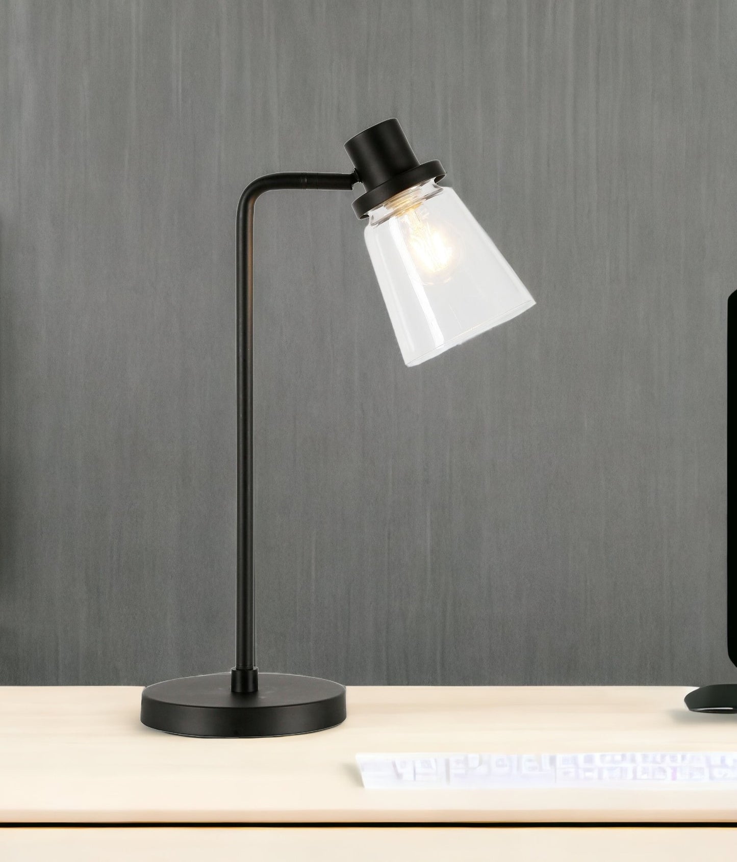 Black Table Lamp w/ Clear Shade
