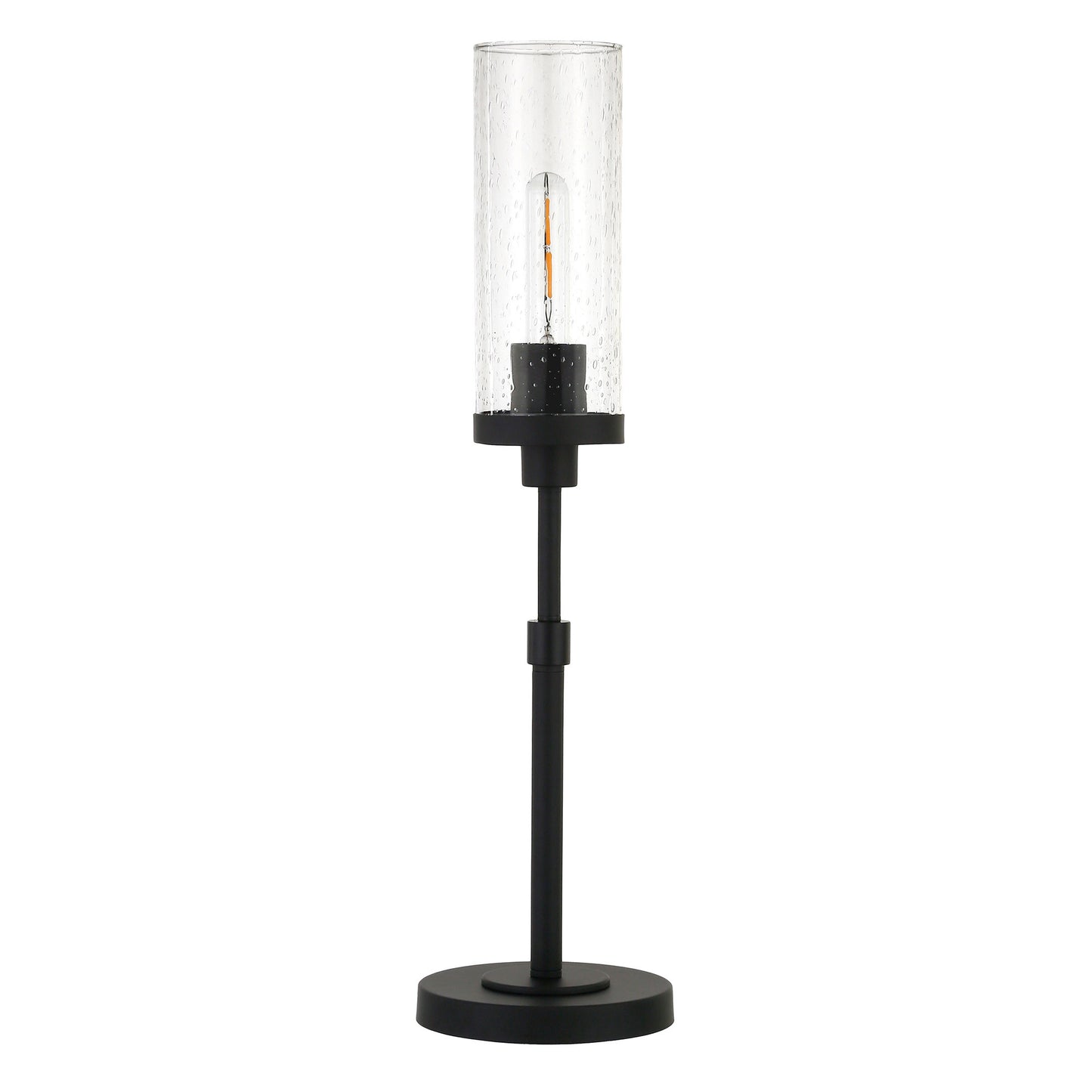 Black Buffet Lamp w/ Clear Seeded Shade