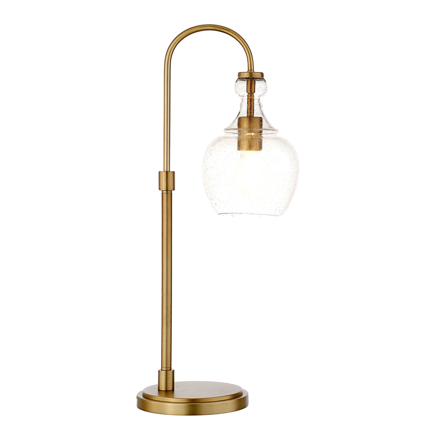 Brass Table Lamp w/ Clear Seeded Shade