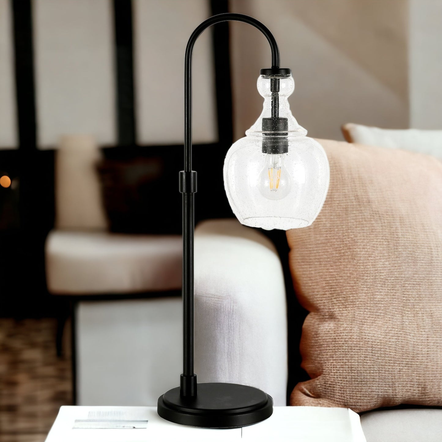 Black Table Lamp w/ Clear Shade