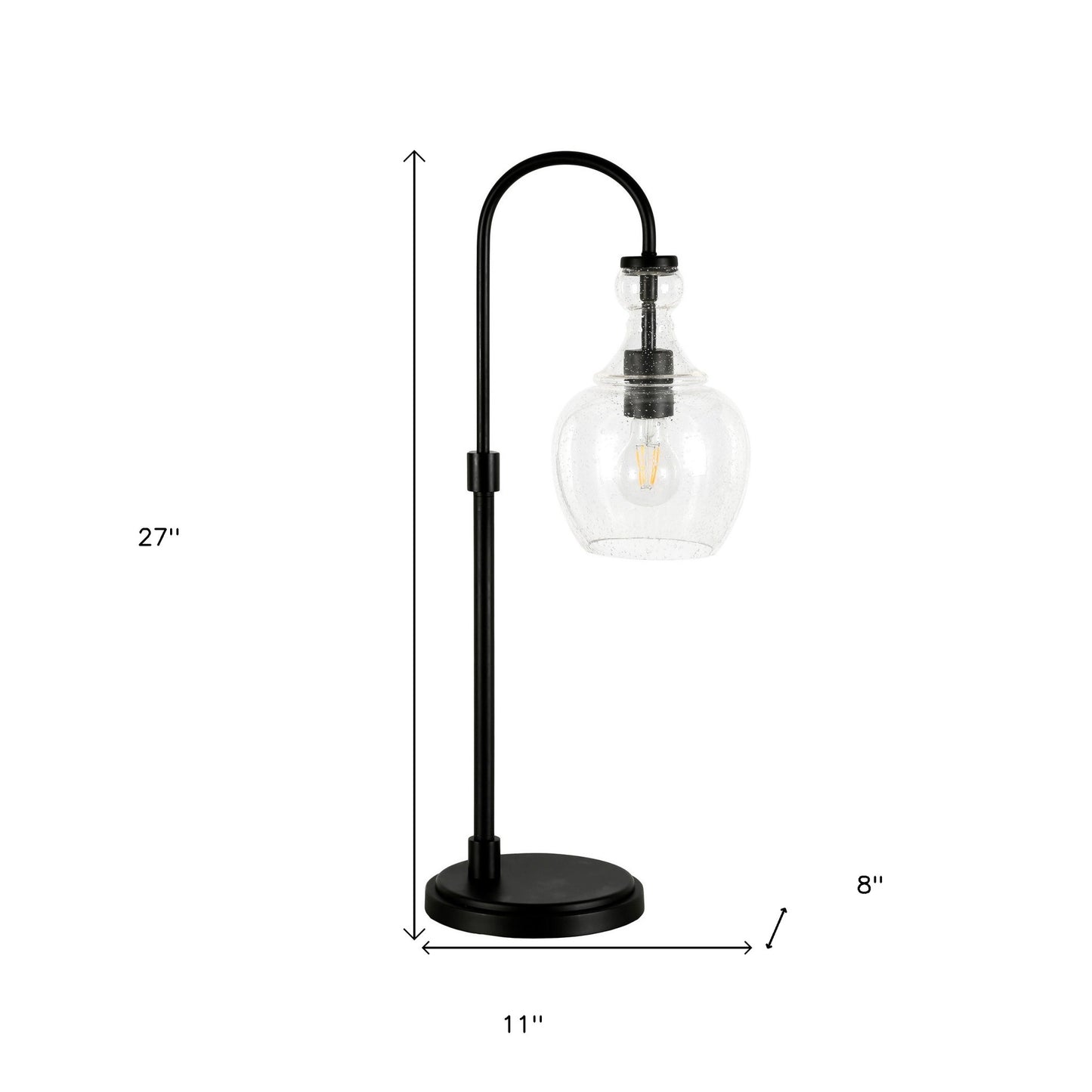 Black Table Lamp w/ Clear Shade