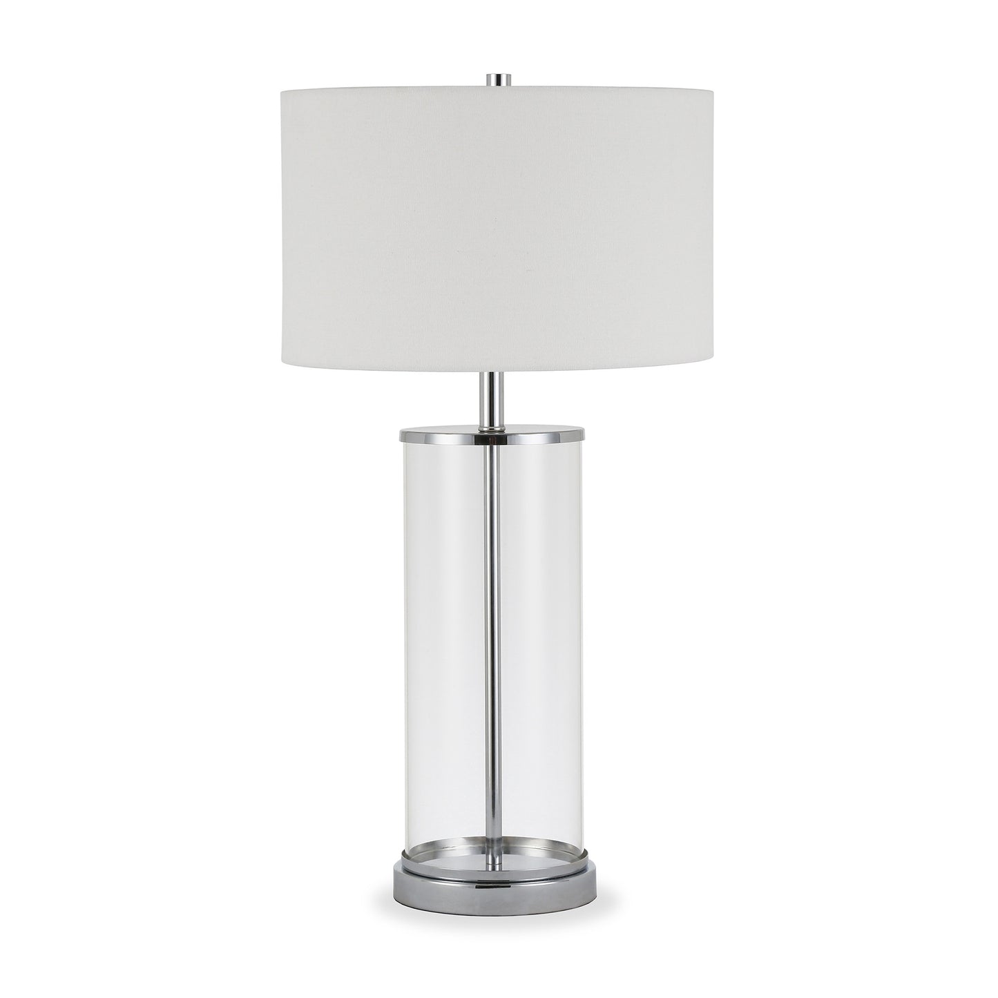 Nickel Glass Table Lamp w/ Shade
