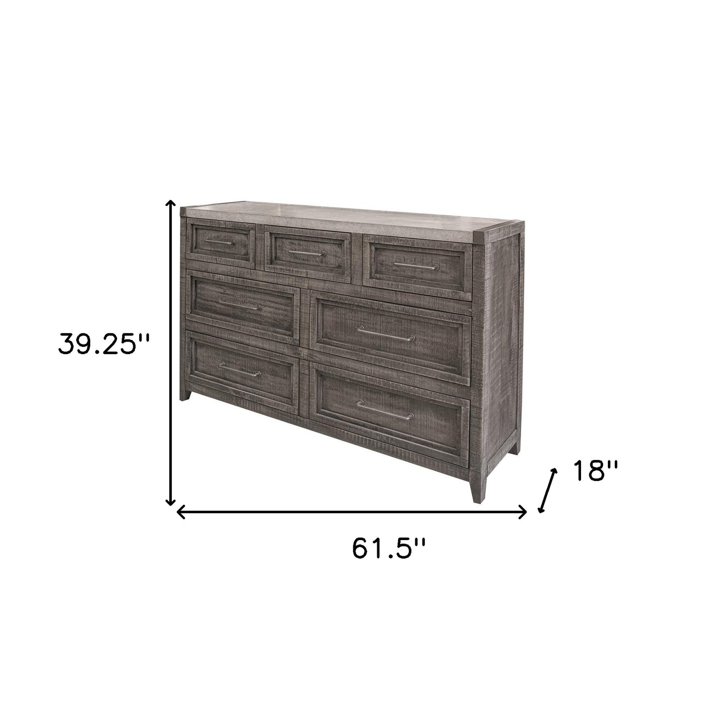 Dark Aged Oak Wood And Metal Dresser