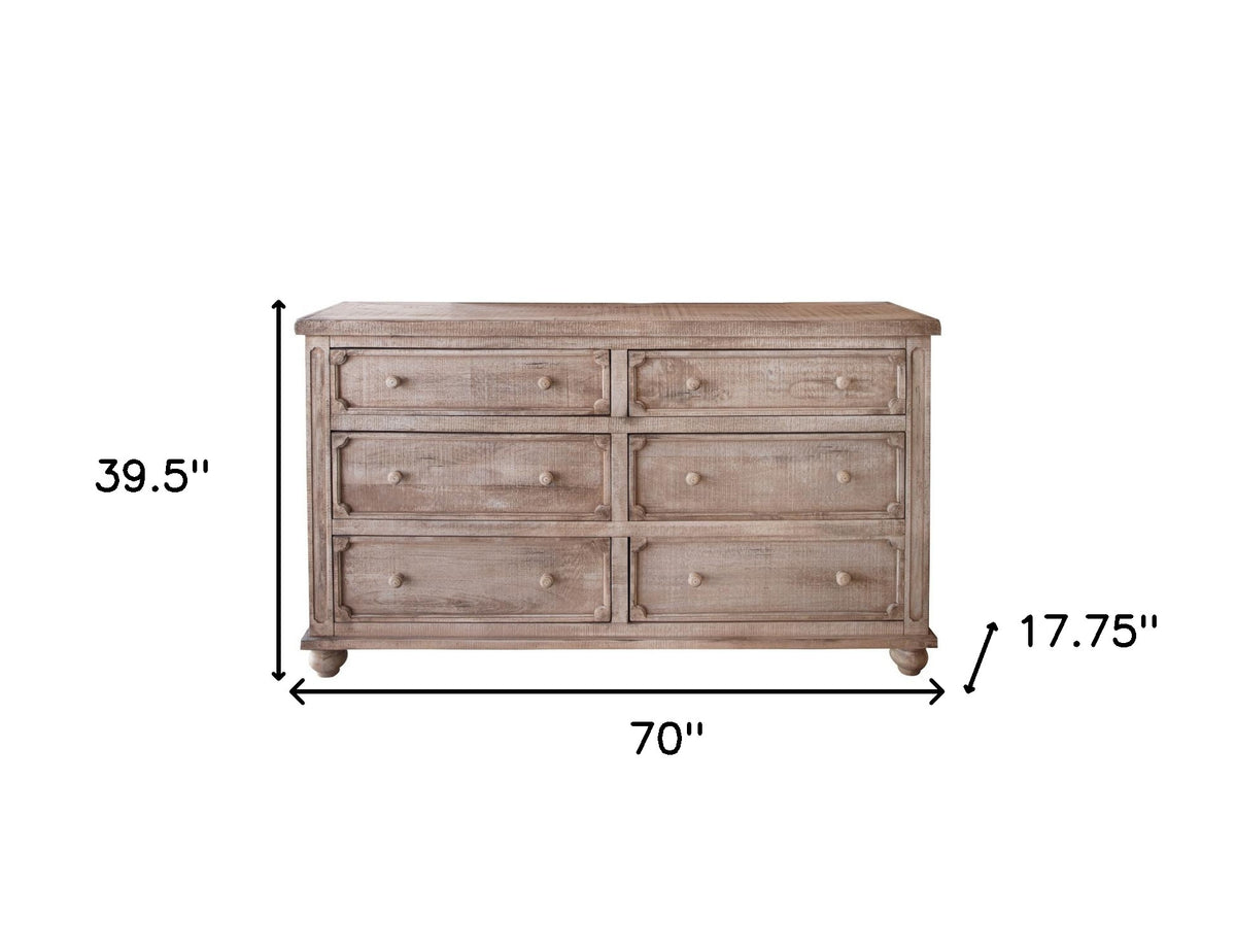 Natural Solid Wood Six Drawer Double Dresser image 5